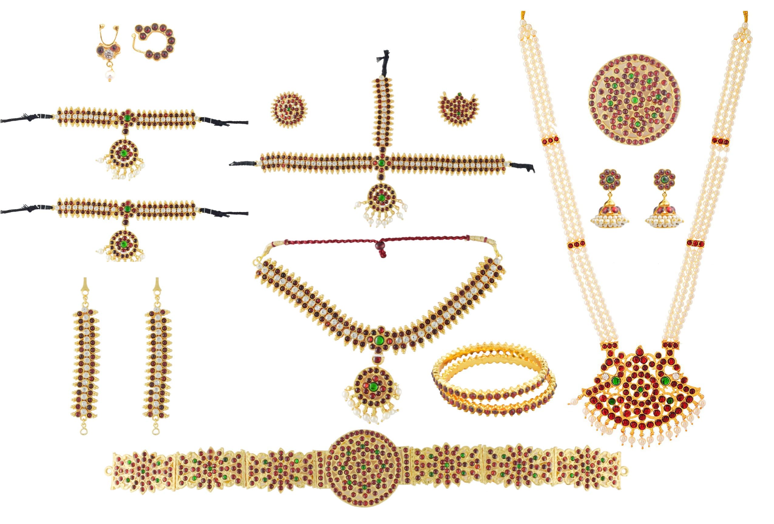 Golden Copper Bharatanatyam Dance Complete Jewellery Set for Women