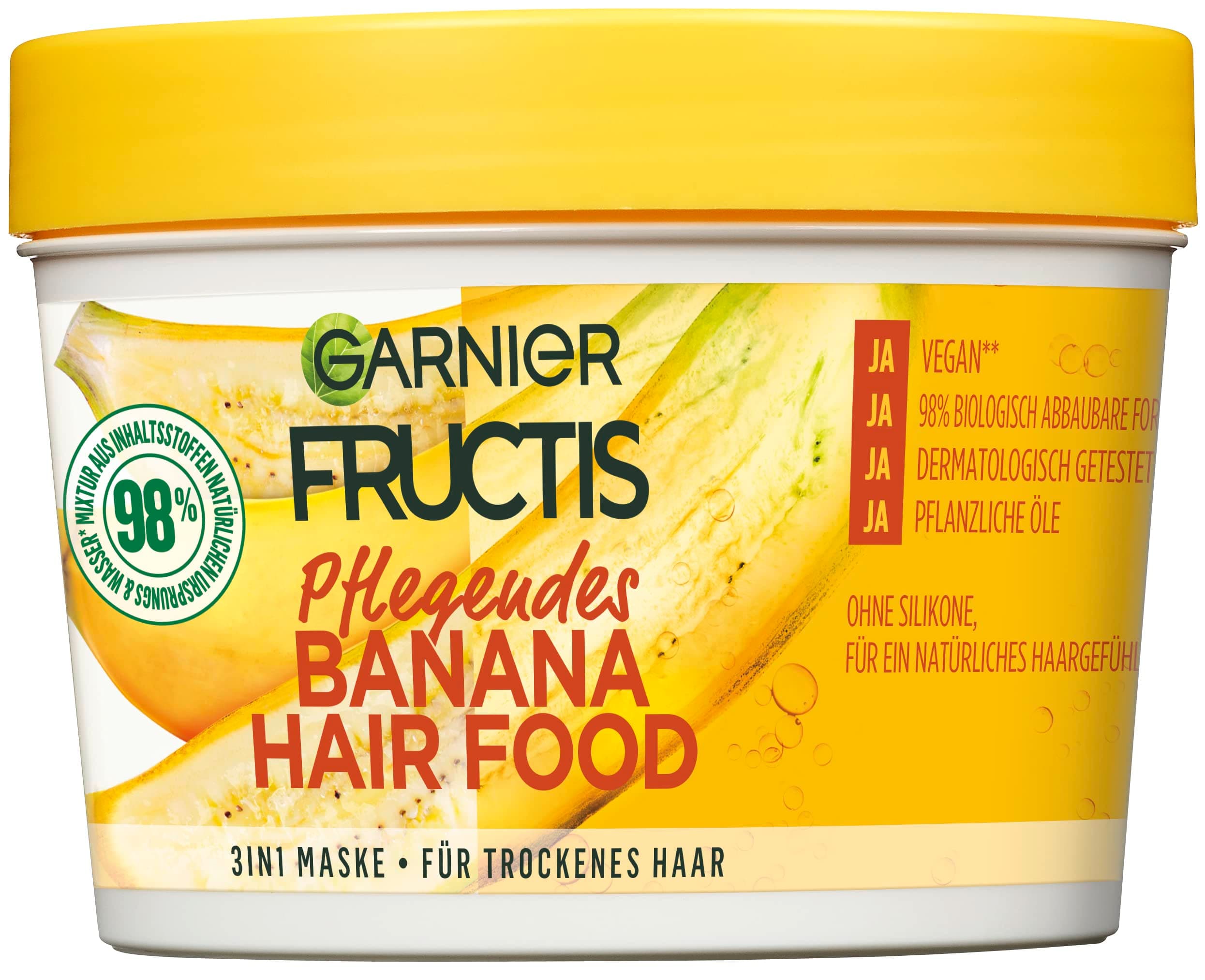 Fructis Nourishing Banana Hair Food, 3-in-1 Mask for Dry Hair, Nourishes and Gives Smoothness, 390 ml
