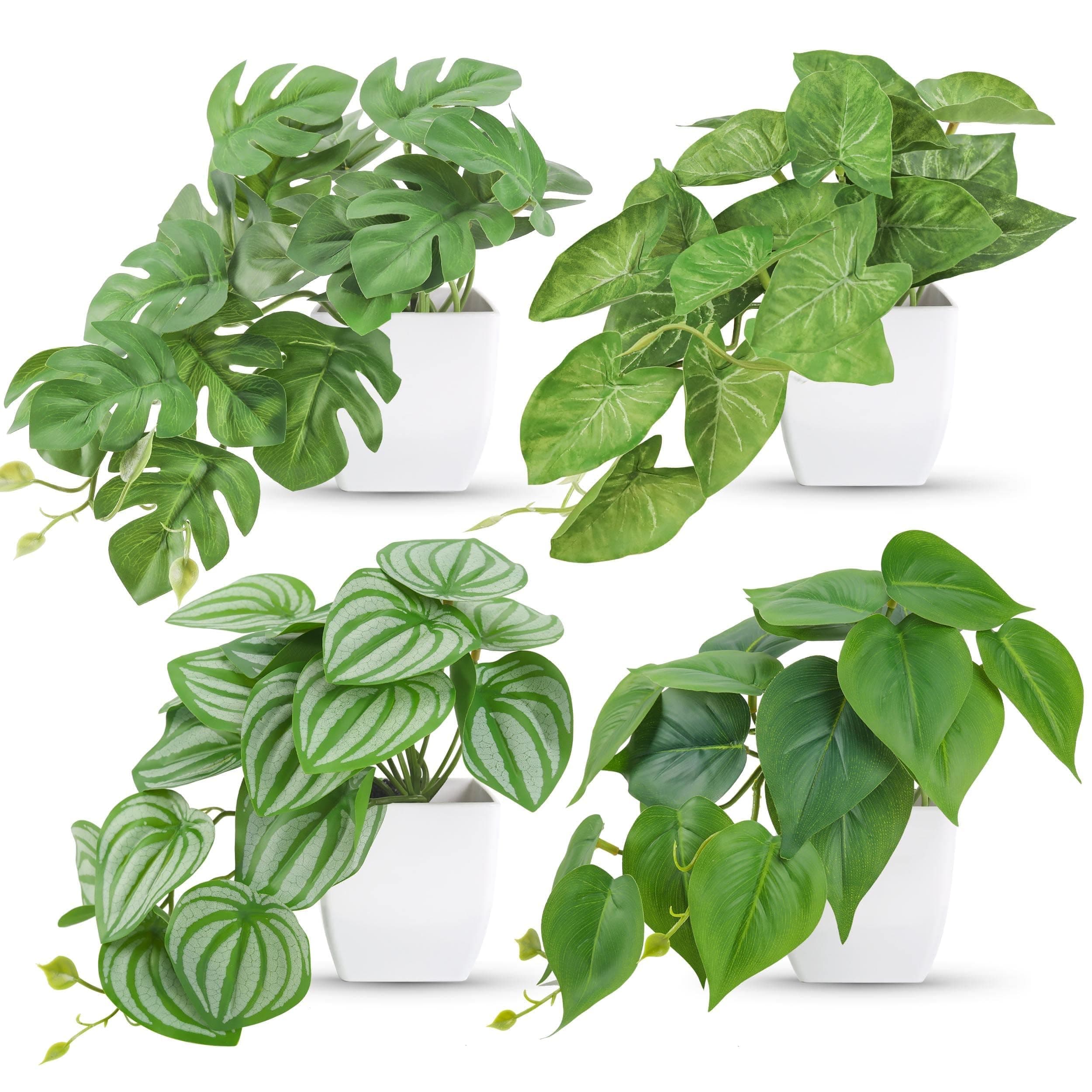 Der Rose 4Pcs Small Fake Plants Artificial Mini Faux Plants for Bathroom Office Desk Shelf Table Accessories Decor Indoor
