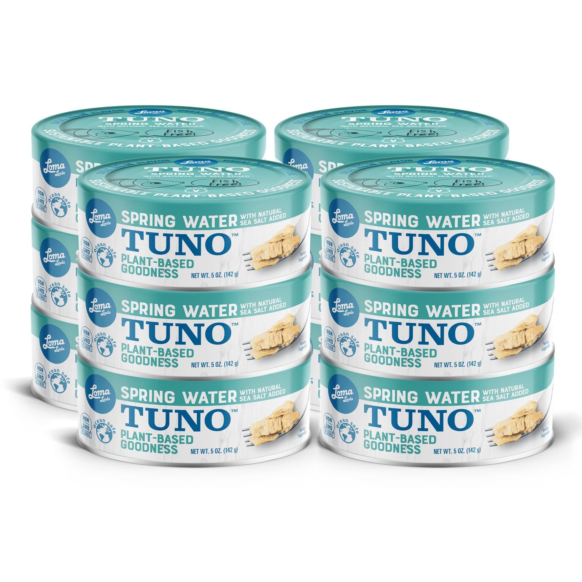 Vegan Tuna Plant Based Alternative - Loma Linda Tuno Meatless Fish Substitute in Spring Water, High Protein Seafood Alternative, Vegetarian Tuna Replacement, Non-GMO, Ready to Eat, 5 oz Cans (12 Pack)