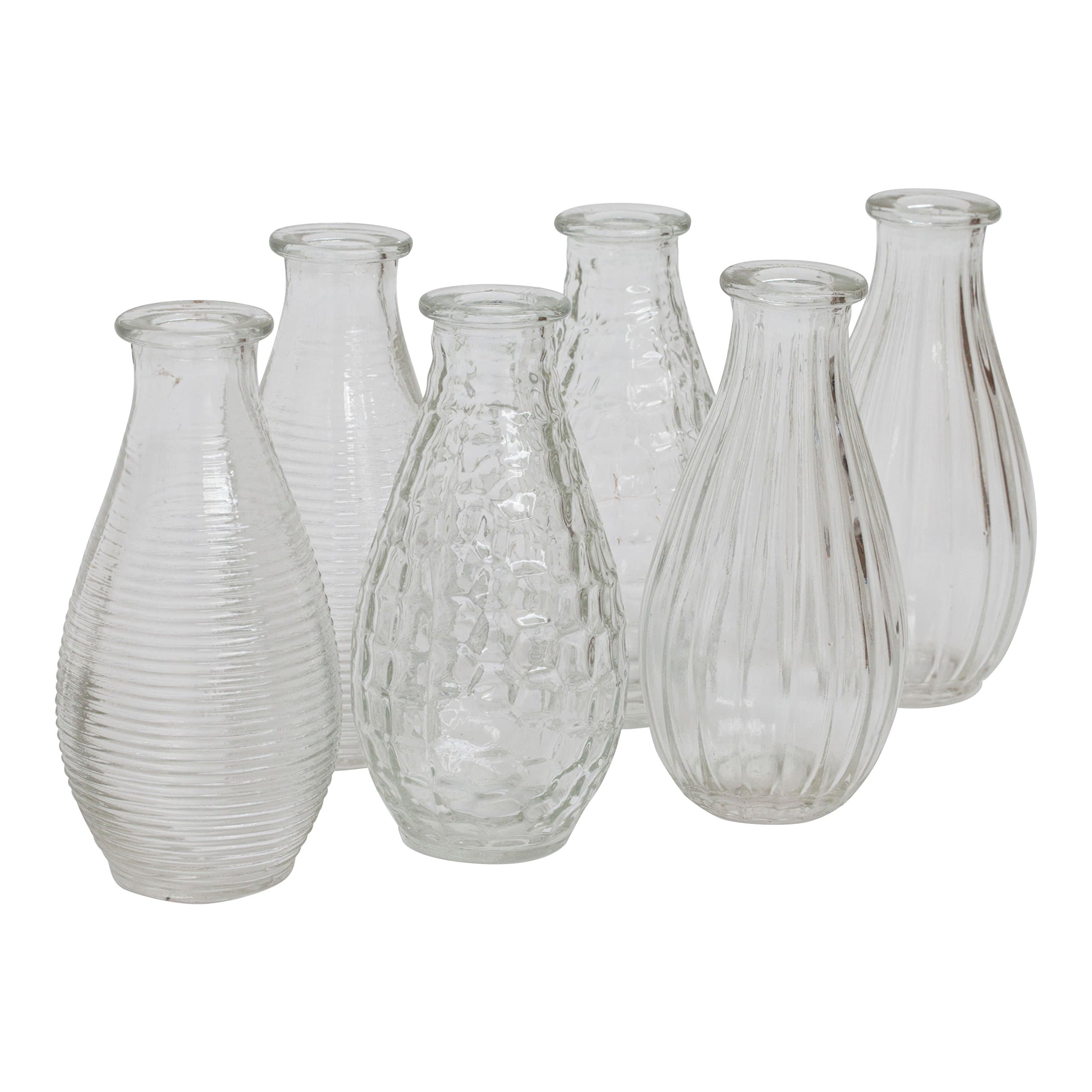 Set of 6 Clear Glass Bud Vases Home Table Wedding Decorations