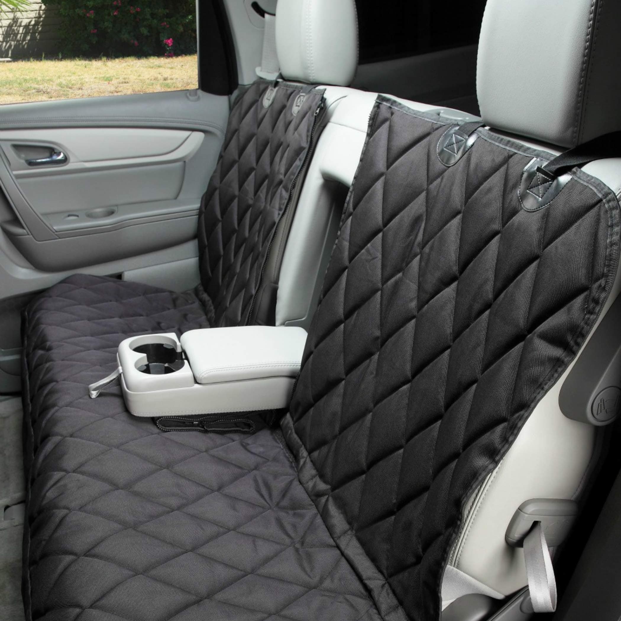 4Knines Extra Large Fitted Split Rear Seat Waterproof Non-Slip Cover, Black