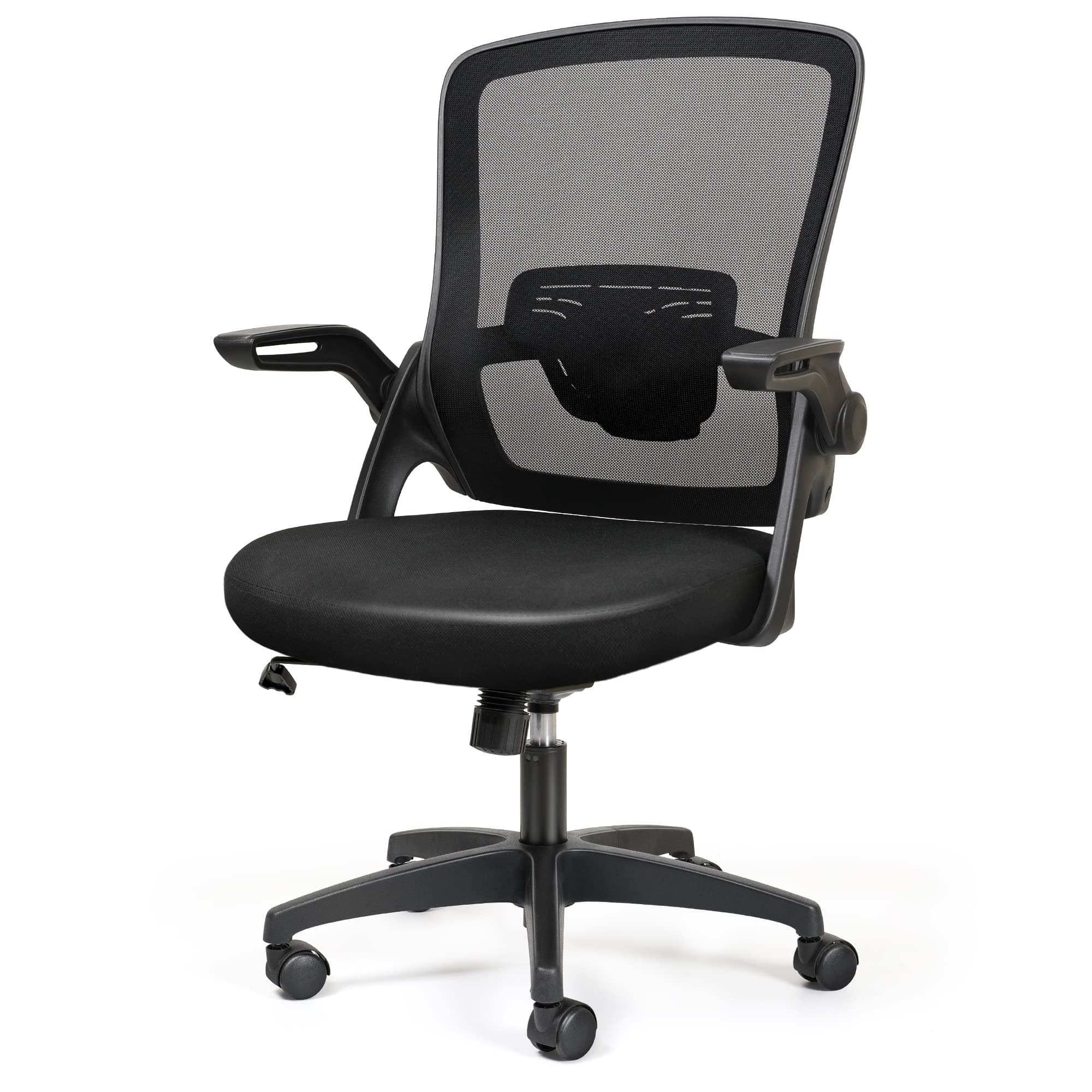 Funria Mid Back Mesh Office Chair Ergonomic Swivel Black Desk Chair Mesh Computer Chair Flip Up Arms with Lumbar Support Adjustable Height Task Chair