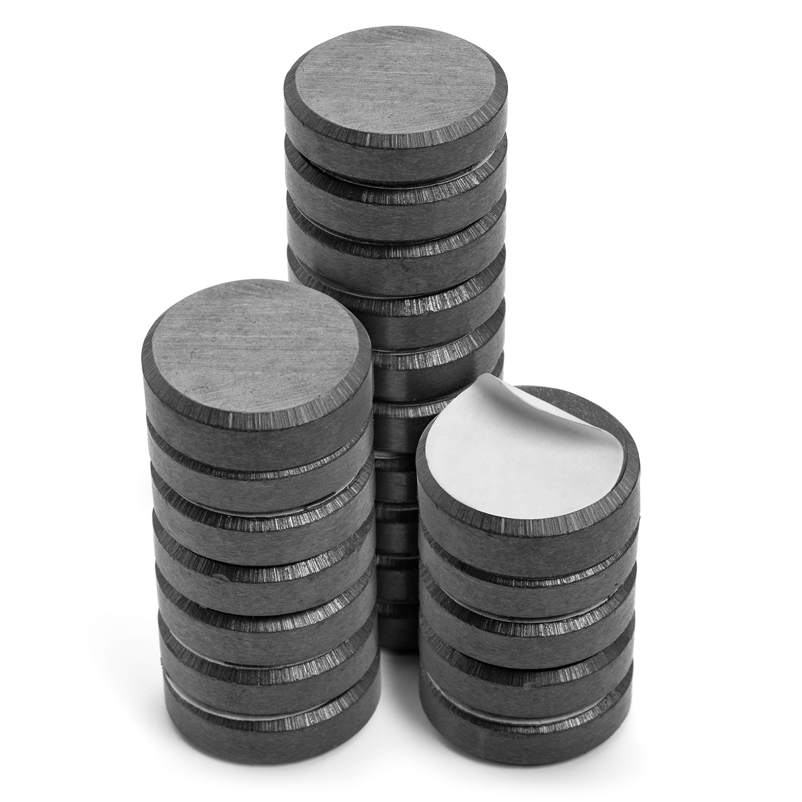 50 Pcs Small Round Magnets with Adhesive Backing | Strong Magnetic Sticky Circle Discs for Crafts, Fridge, Classroom, Industrial Use, 0.7" Wide 18mm Diameter