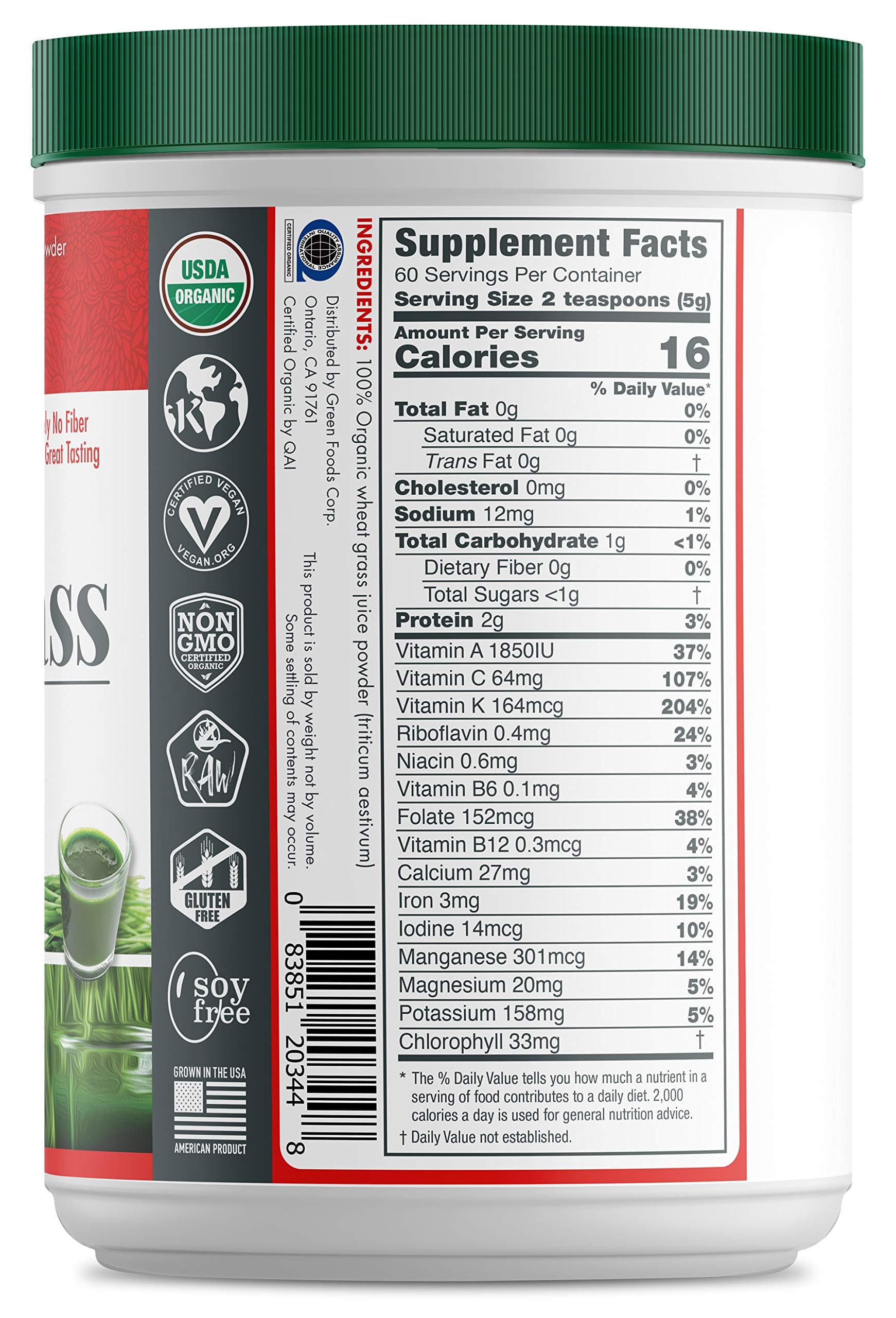 Organic Wheat Grass Shots, 10.6 Ounce - Certified Organic, Kosher, Vegan, Raw, Gluten-Free, Soy-Free