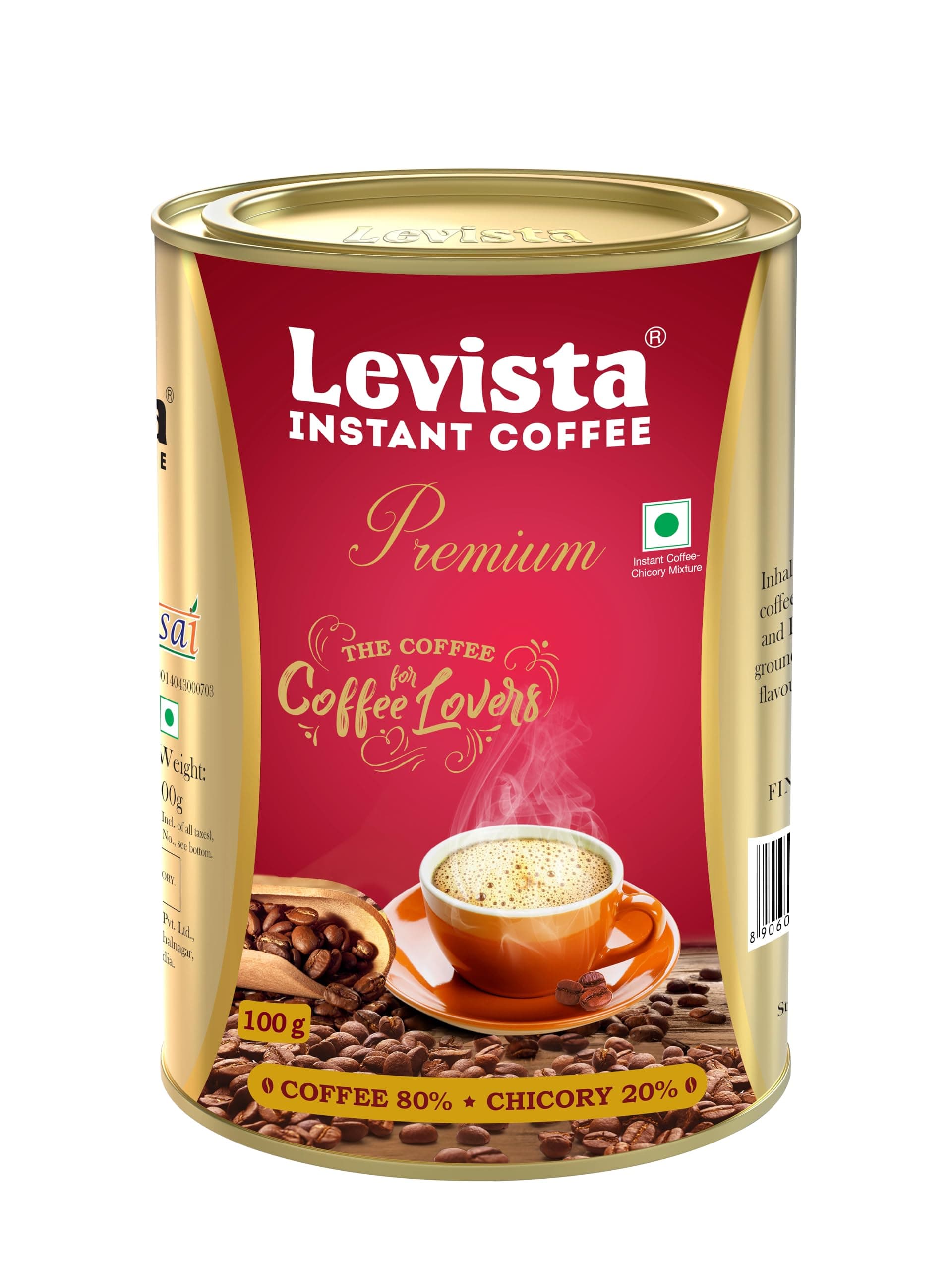 Premium Instant Coffee (Can) (100 Grams) | Premium Blend of 80% Coffee & 20% Chicory| Caffeine Coffee with Rich Bold Flavour for an Energising Experience