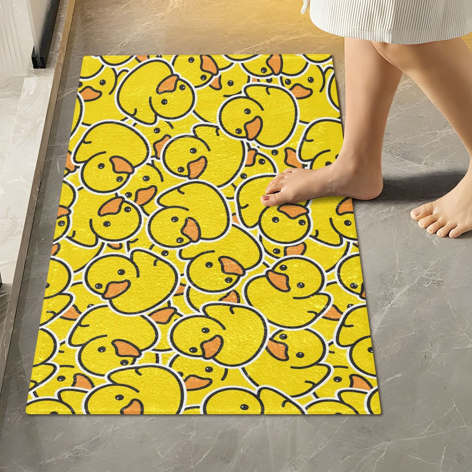 Rubber Duck Bathroom Rug Mat Soft Absorbent Bathroom Rugs Mats Machine Washable Bath Rug Set Non Slip Bathroom Runner Rug for Bathroom Door Mat Tub, Rectangle Shower Rug