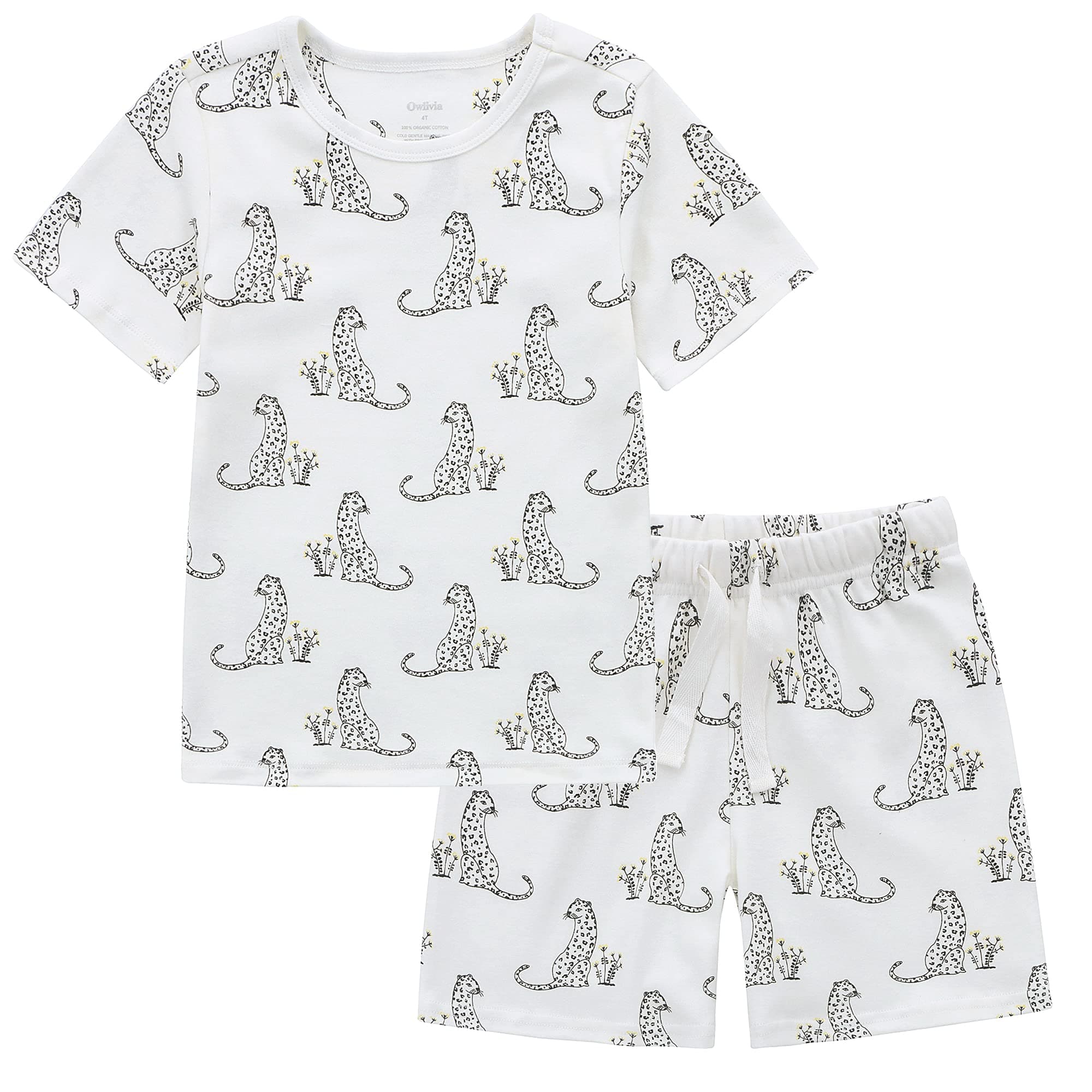 Owlivia100% Organic Cotton Baby Short Sleeve Pajama Sets, Toddler Boy Girl 2-Piece Sleepwear