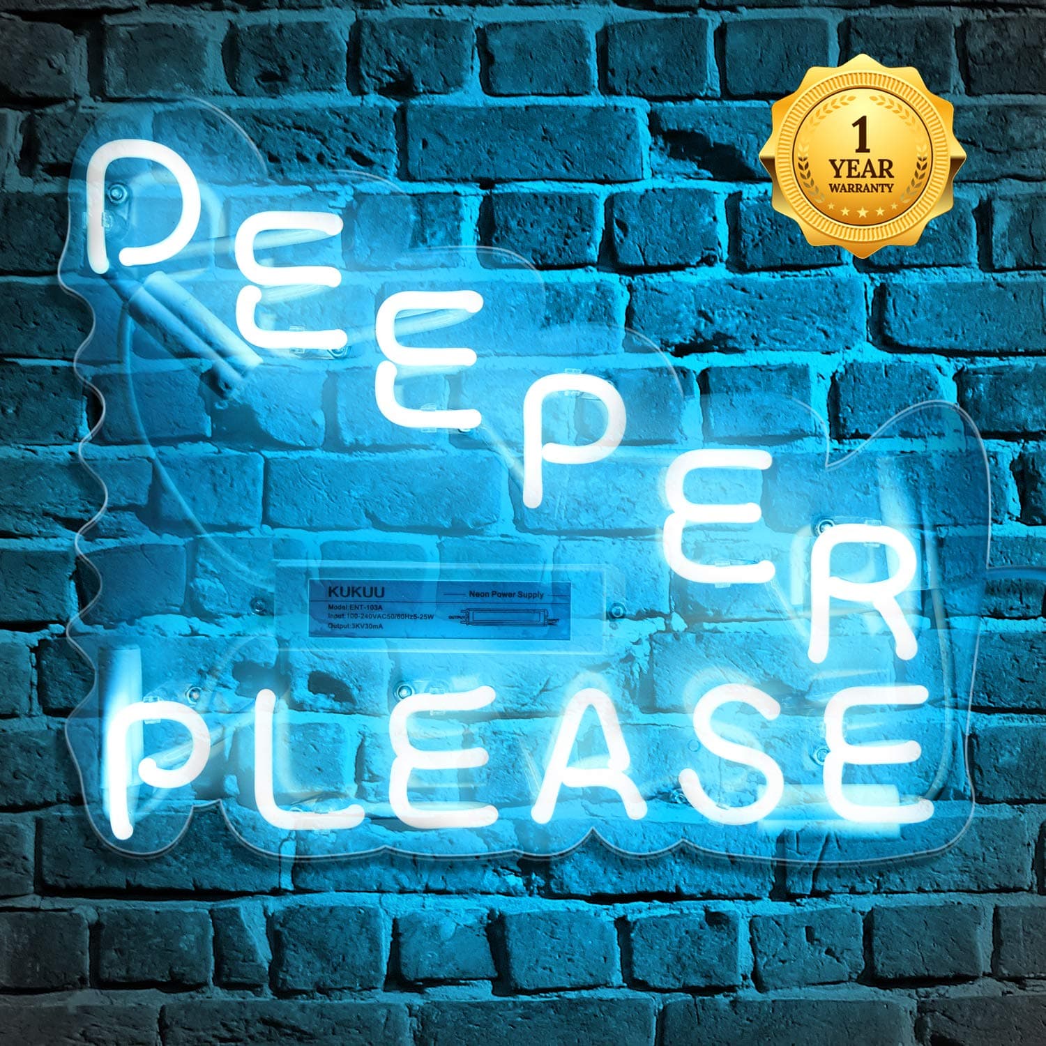 Neon Signs for Wall Decor, Blue Neon Sign Deeper Please, Hanging Neon Sign Real Neon Sign Wall Sign Neon Words Neon Love Light Room Light Up Decor