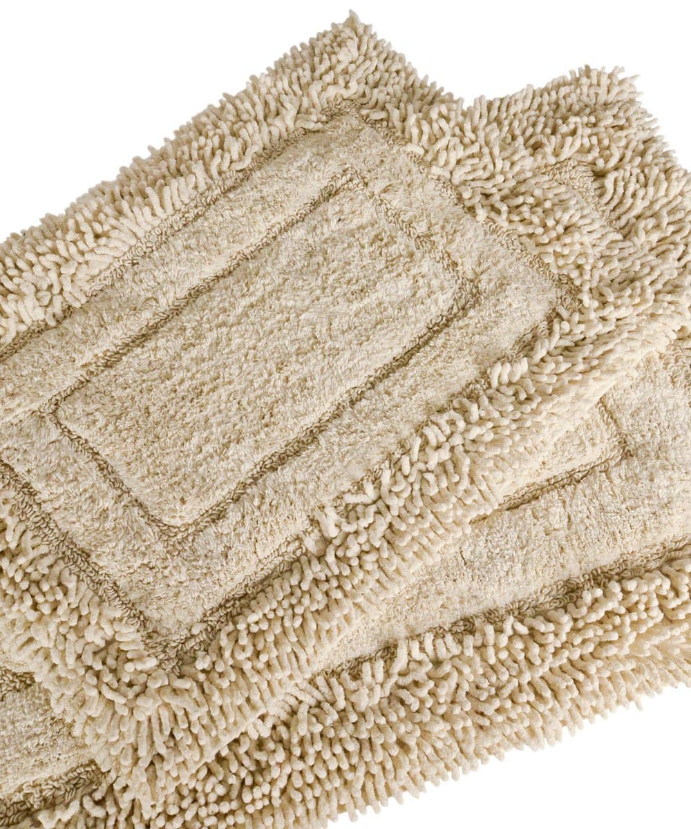 Trade Linker 2-Piece Savoy Shaggy Bath Rug Set, 21 by 34-Inch, White
