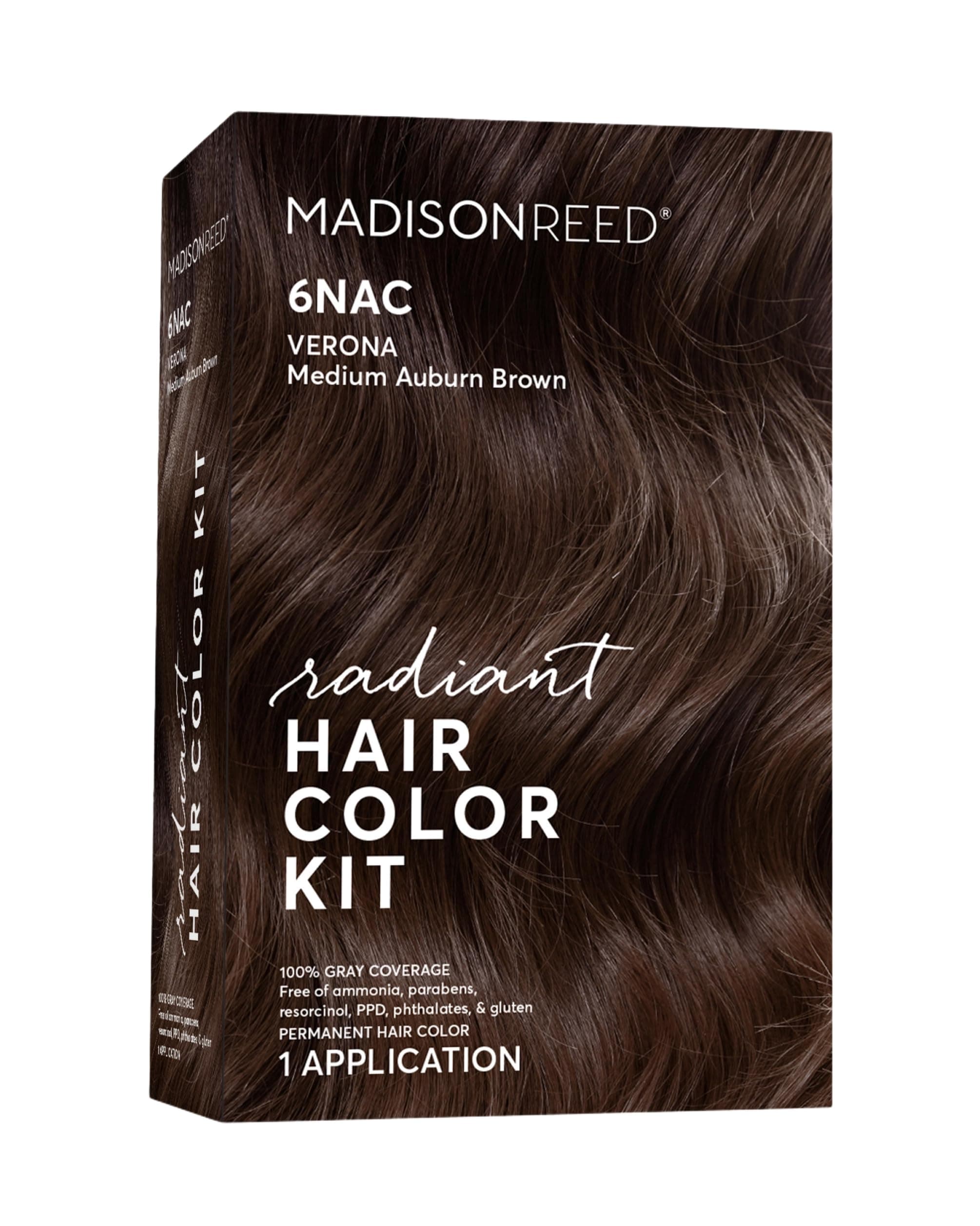 Madison Reed Radiant Hair Color Kit - 6NAC Medium Chocolate Brown with Copper-Auburn Undertones (Verona), Dimensional Gray Hair Blending Permanent Hair Dye, PPD-Free & Ammonia-Free, 1 Pack