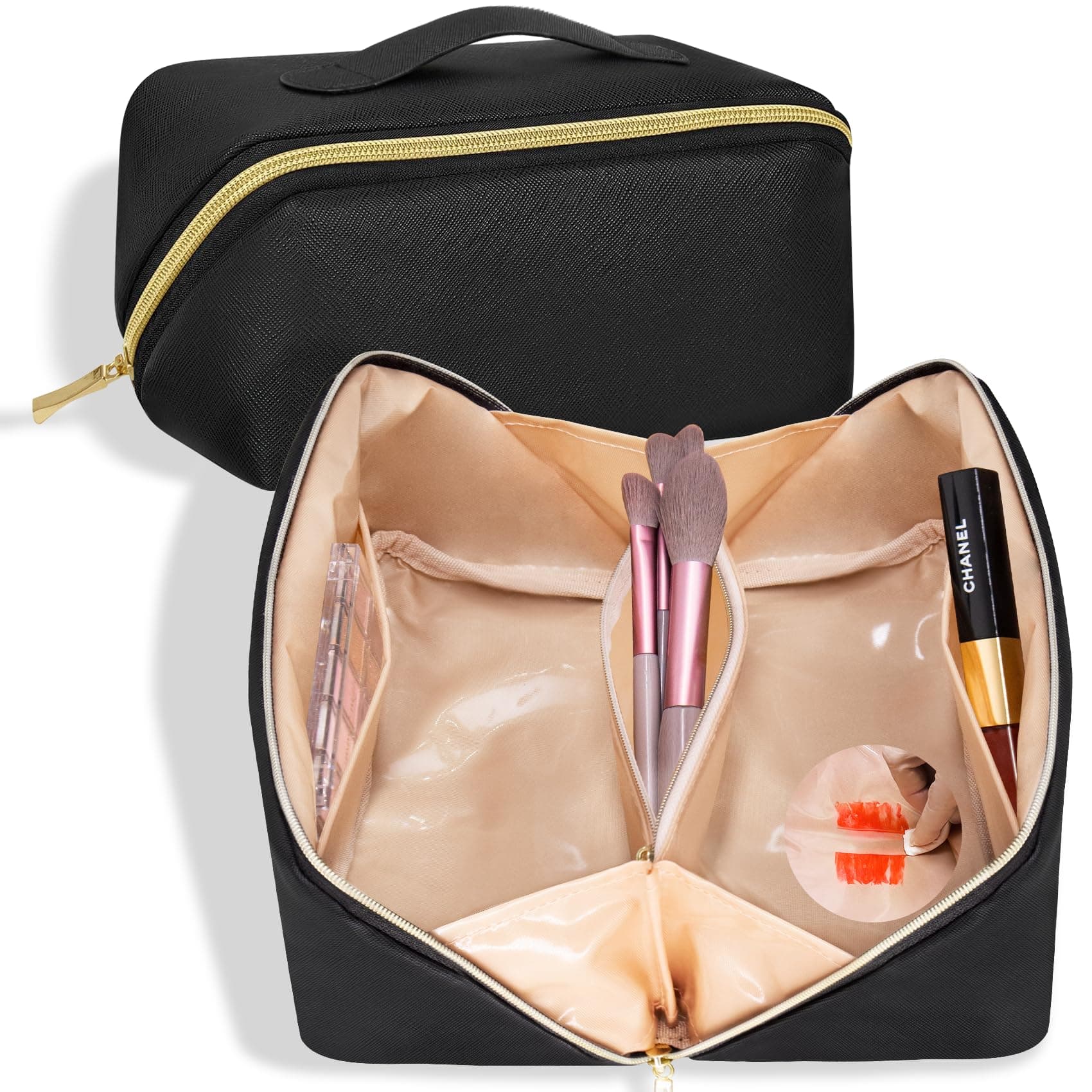 rlokosfb Portable Makeup Bag Opens Flat for Easy Access,Waterproof Cosmetic Bag Toiletry Bag,Travel Accessories Overnight Bag for Toiletries and Daily Use,Gifts for Women