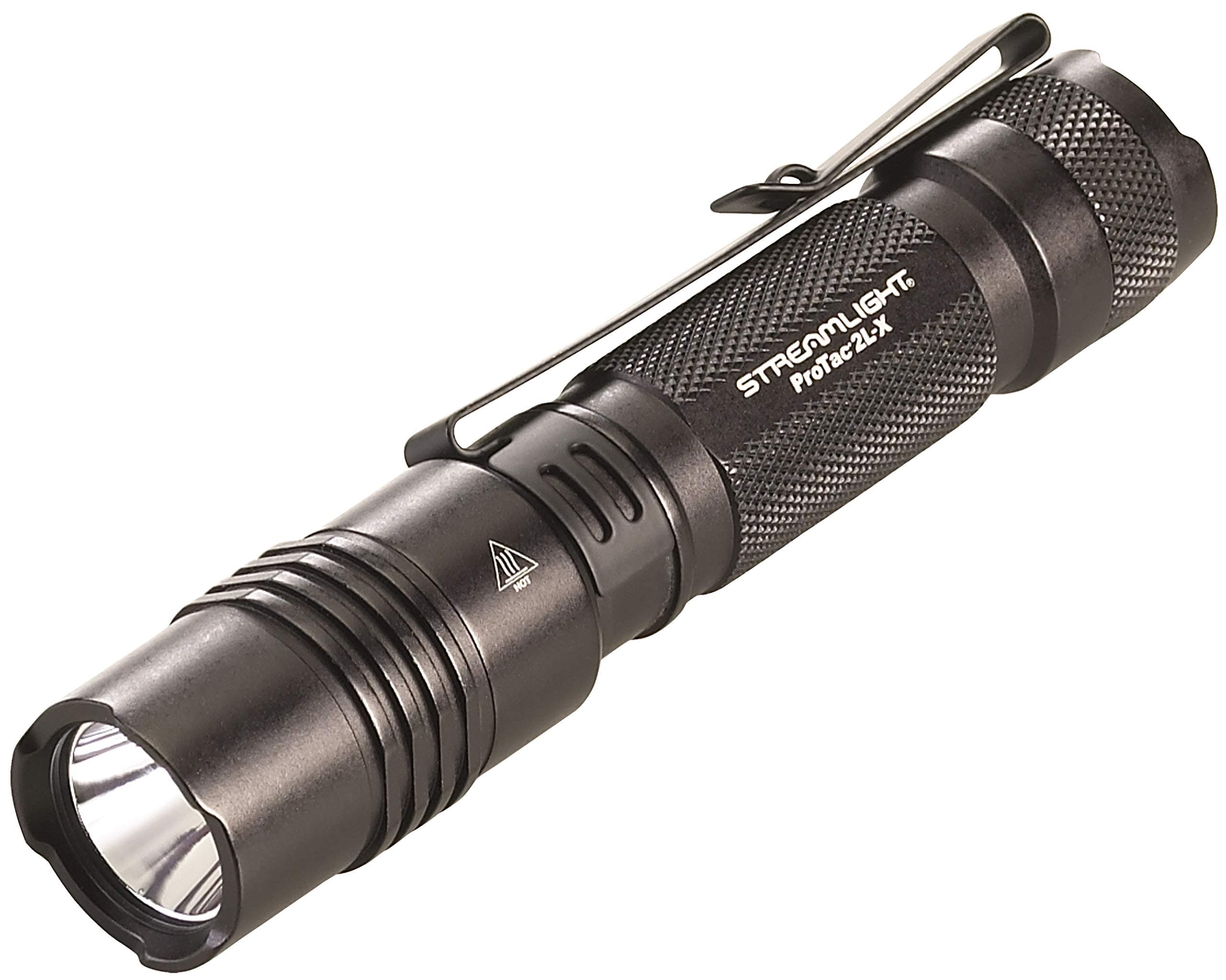 88063 ProTac 2L-X 500-Lumen 6800 Candela EDC High Performance Multi-Fuel Tactical Flashlight, Includes Non-Rechargeable Batteries, Holster, and Clip, Box, Black