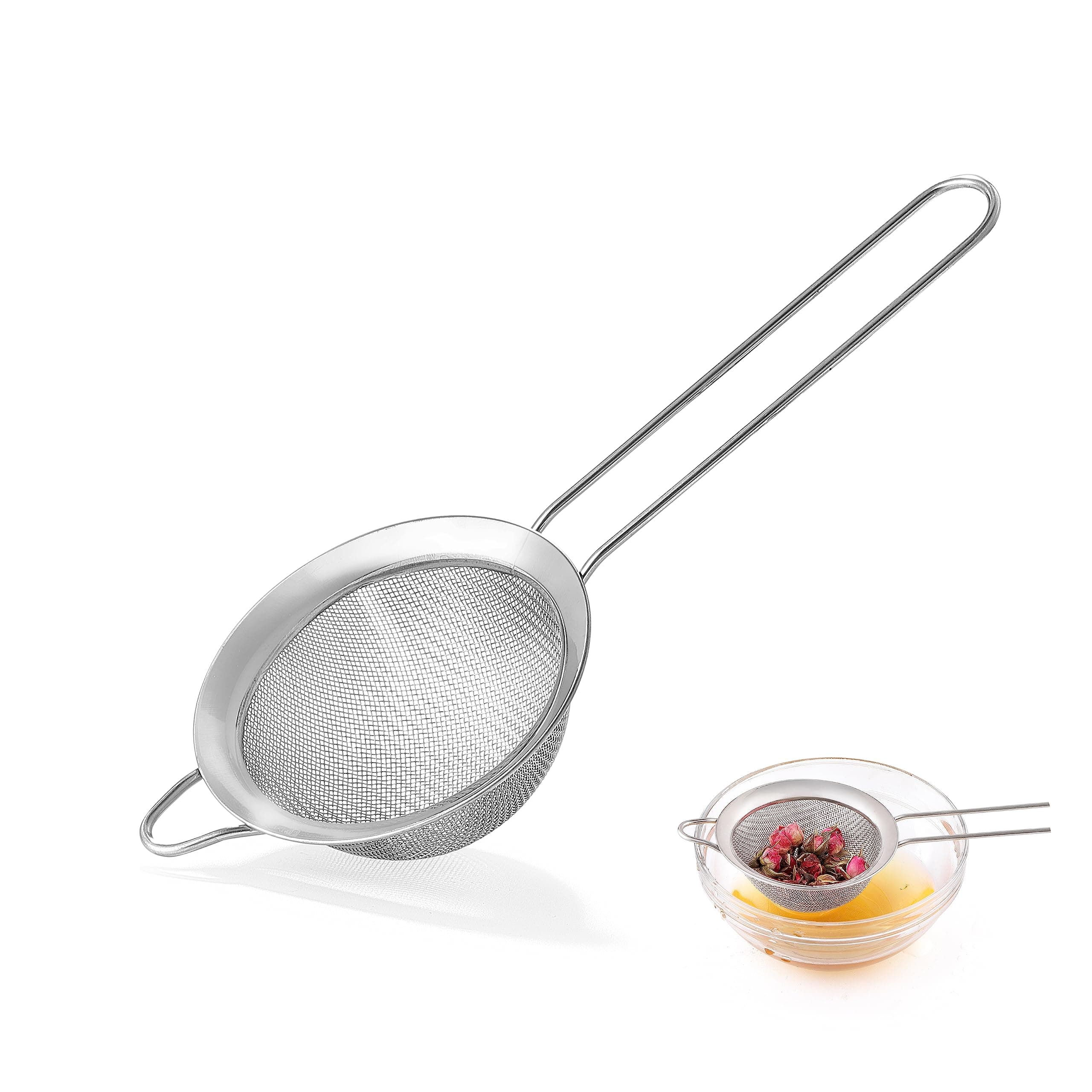 Fine Mesh Strainers for Kitchen, COKUMA Stainless Steel Metal Hand Small Mini Sieve Strainer, Cocktail Strainer Tea Coffee Juice Strainer,Food Strainer with Handlle (3.35inch, Silver)