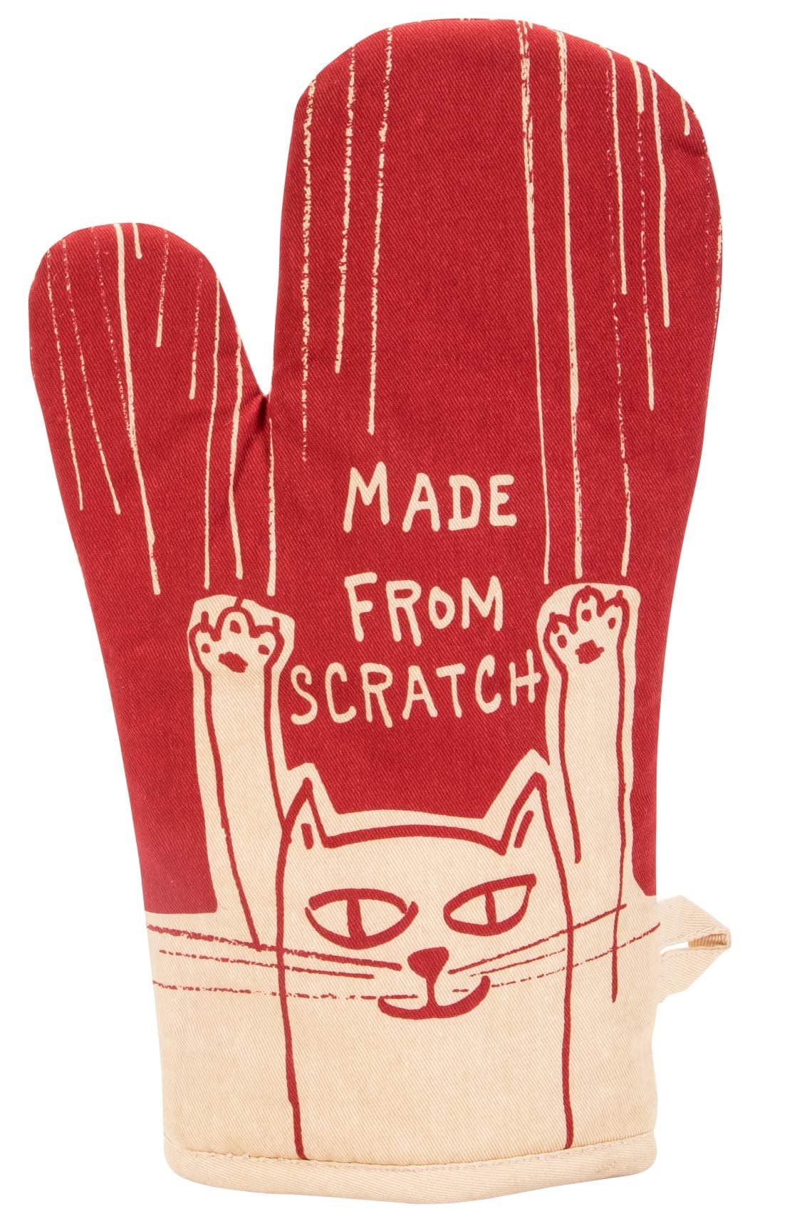Made From Scratch Oven Mitt by Blue Q. Super-insulated quilting, natural-fitting shape, 100% cotton.