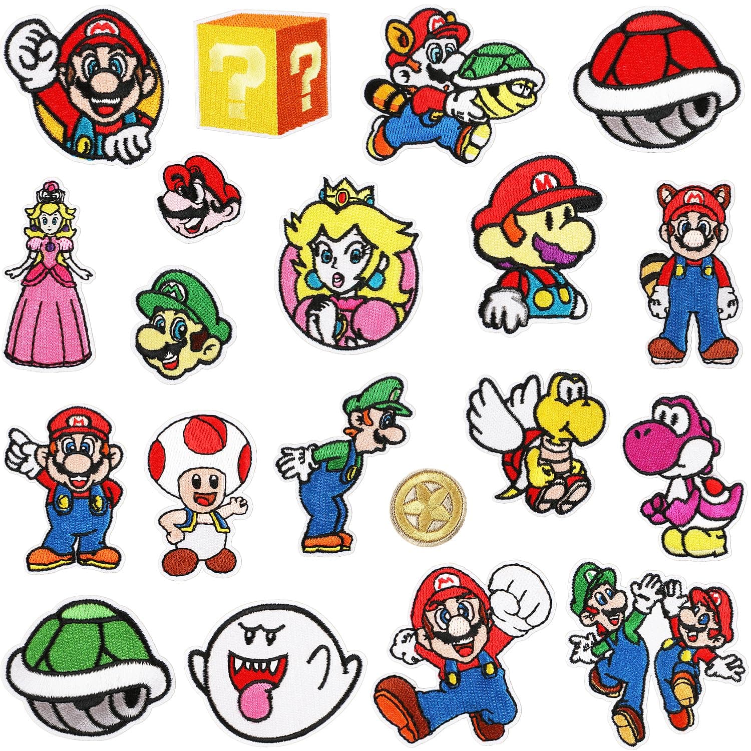 Iron on Patches,20 Pieces Embroidered Applique Patches,Sew On Iron on Patches Fabric Repair Patches Cute Cartoon Anime Mario Patches for Kids Adult Clothes Jeans Jackets Hats Shoes Backpacks