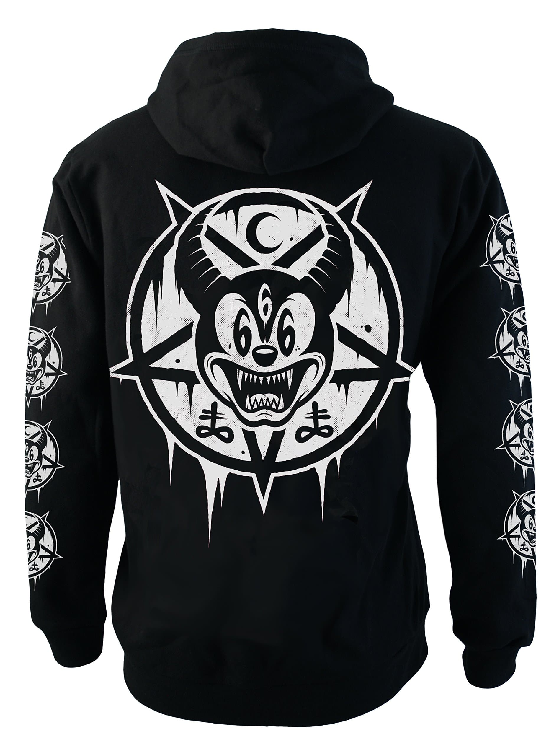 Mickey 666 Genuine Darkside Alternative Nu Goth Disney Fleece Zip Up Sweater Hoodie