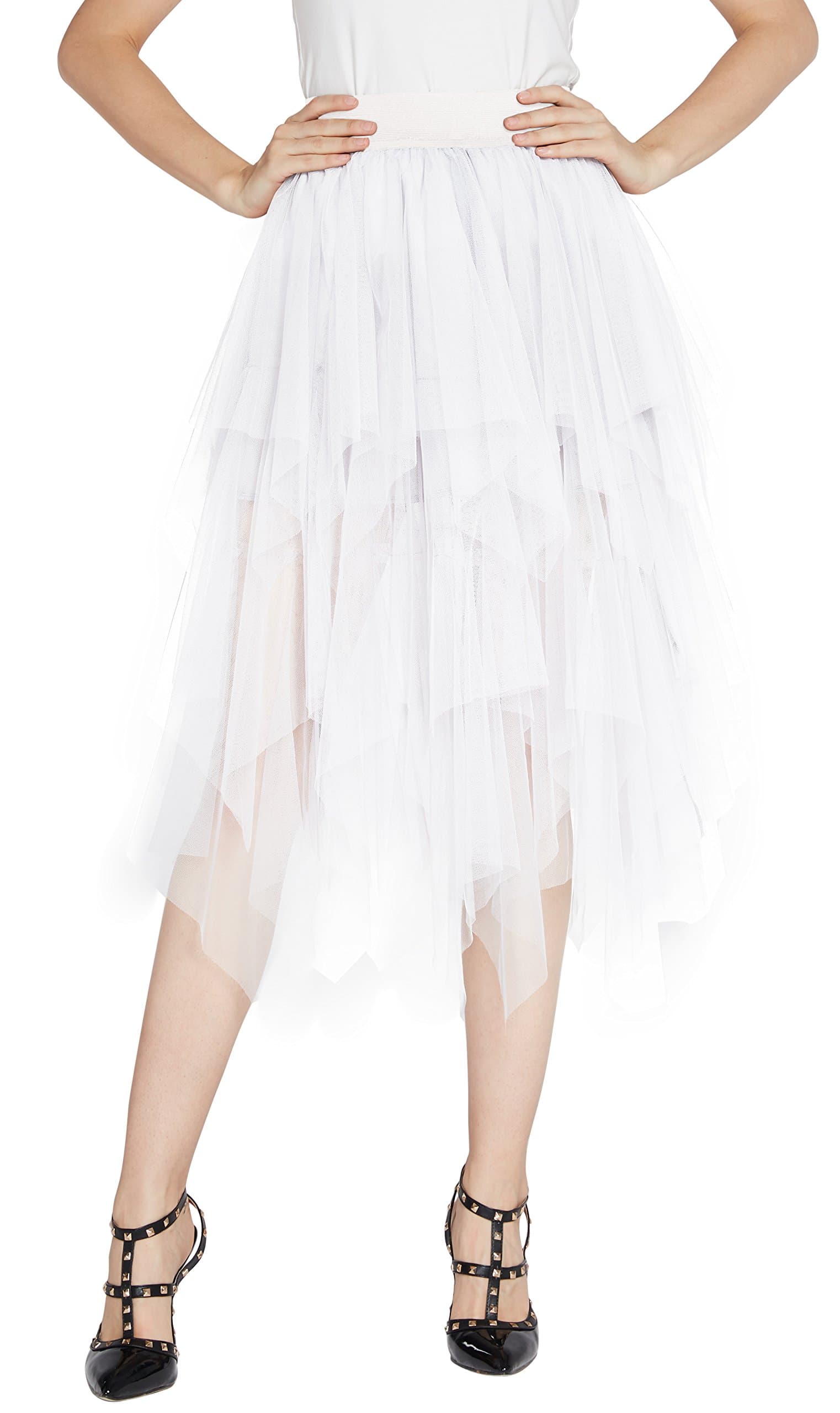 Urban GoCoWomen's Mesh Layered Pleated Tulle Skirt