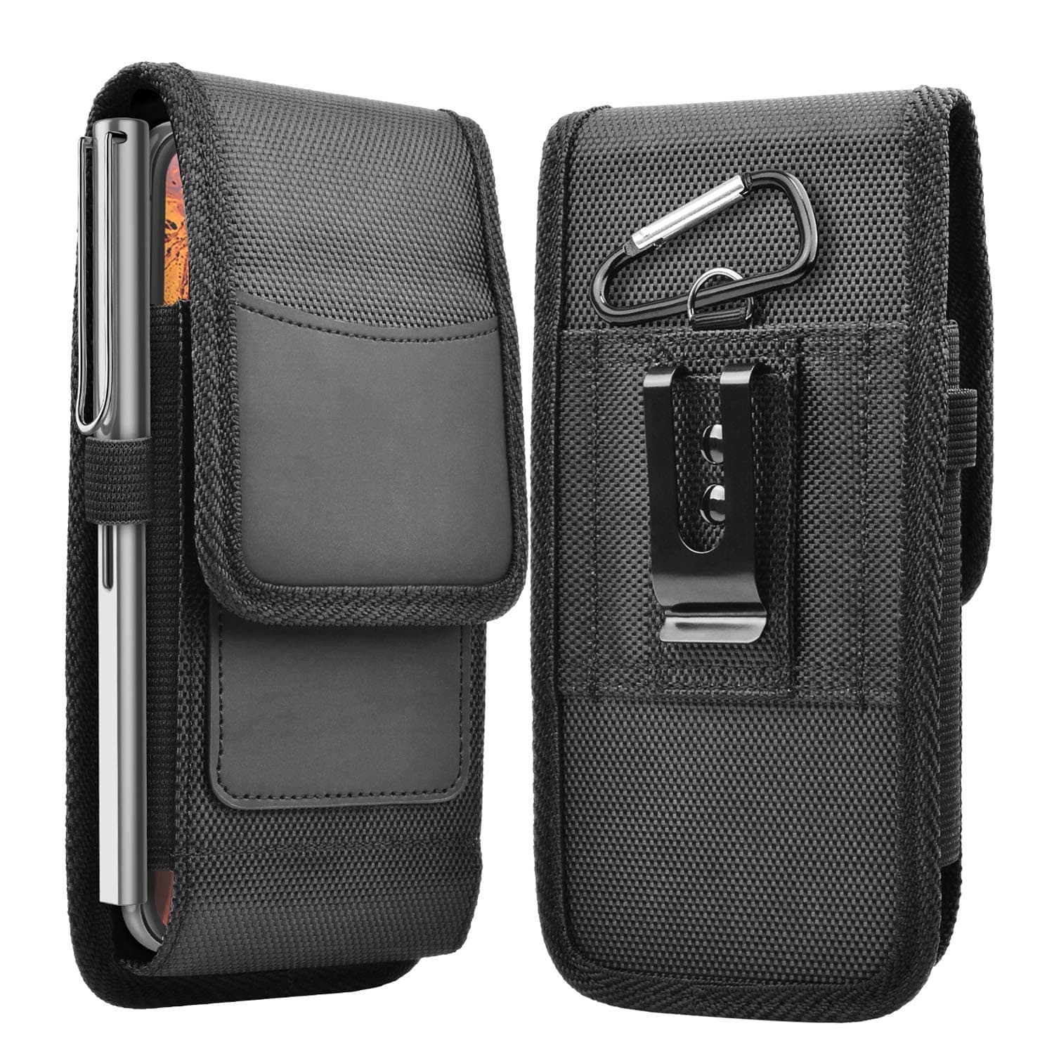 Cell Phone Holster, 1 Pcs Nylon Cell Phone Belt Clip Holster Carrying Pouch Card Holder, Mobile Phone Belt Pouch Fits for Samsung Galaxy S22 Ultra / S23 Plus/iPhone