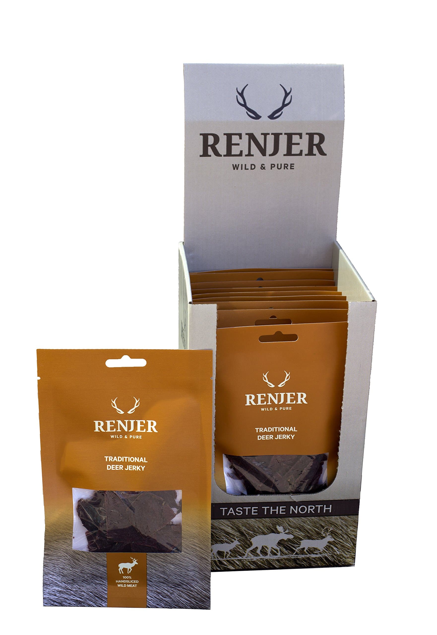 Traditional Deer Jerky (10 Pack) - Value Pack (Dried Deer Meat) - 70% Protein - 0% Carbs - Alternative to Beef Jerky - High Protein - Low Fat - SOYA Free - Low carb