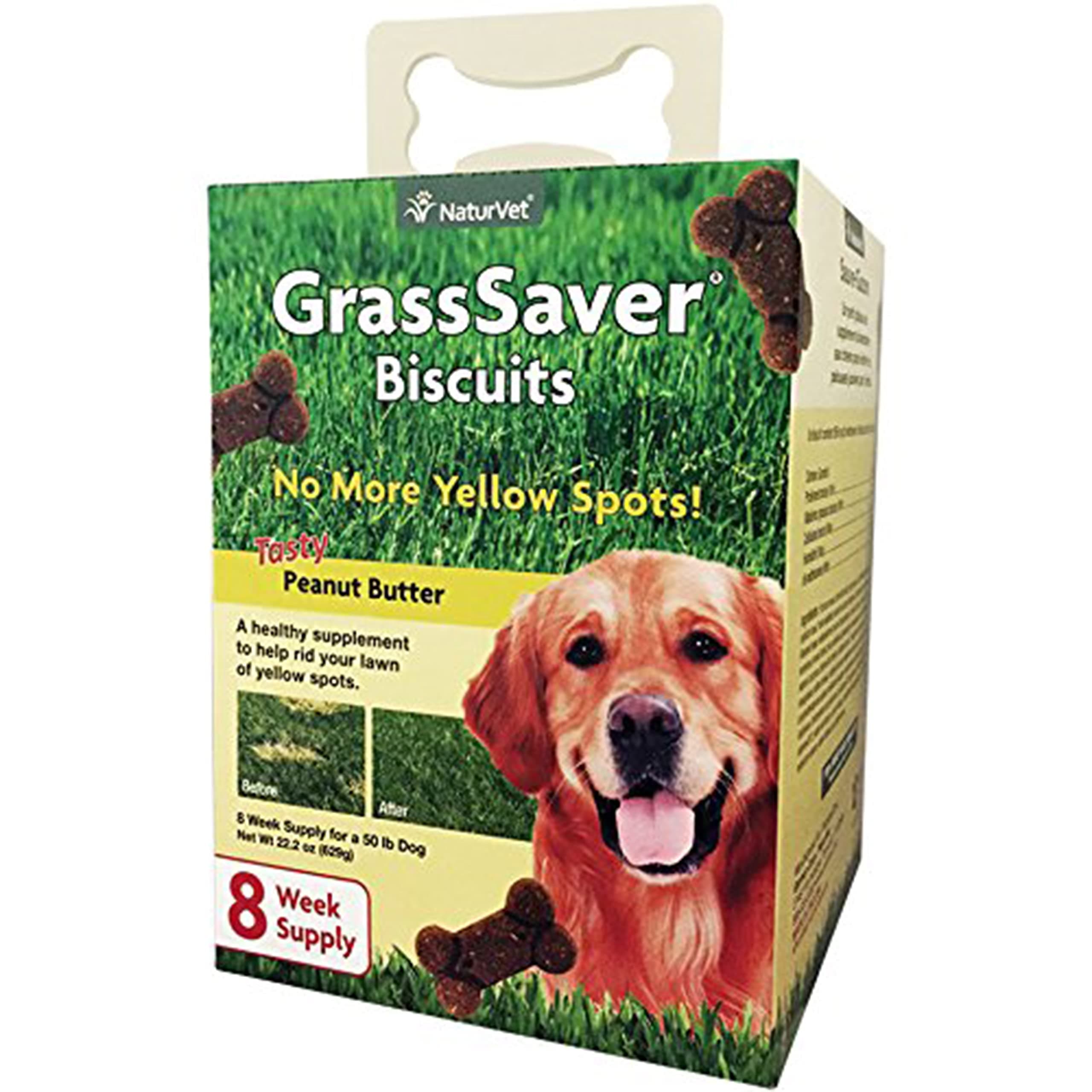 NaturVet GrassSaver| Biscuits for Dogs – Help Keep Grass Green, Rid Your Lawn of Yellow Patches Caused by Dog Urine| No More Yellow Spots| DL-Methionine – Peanut Butter Flavor – 22 oz