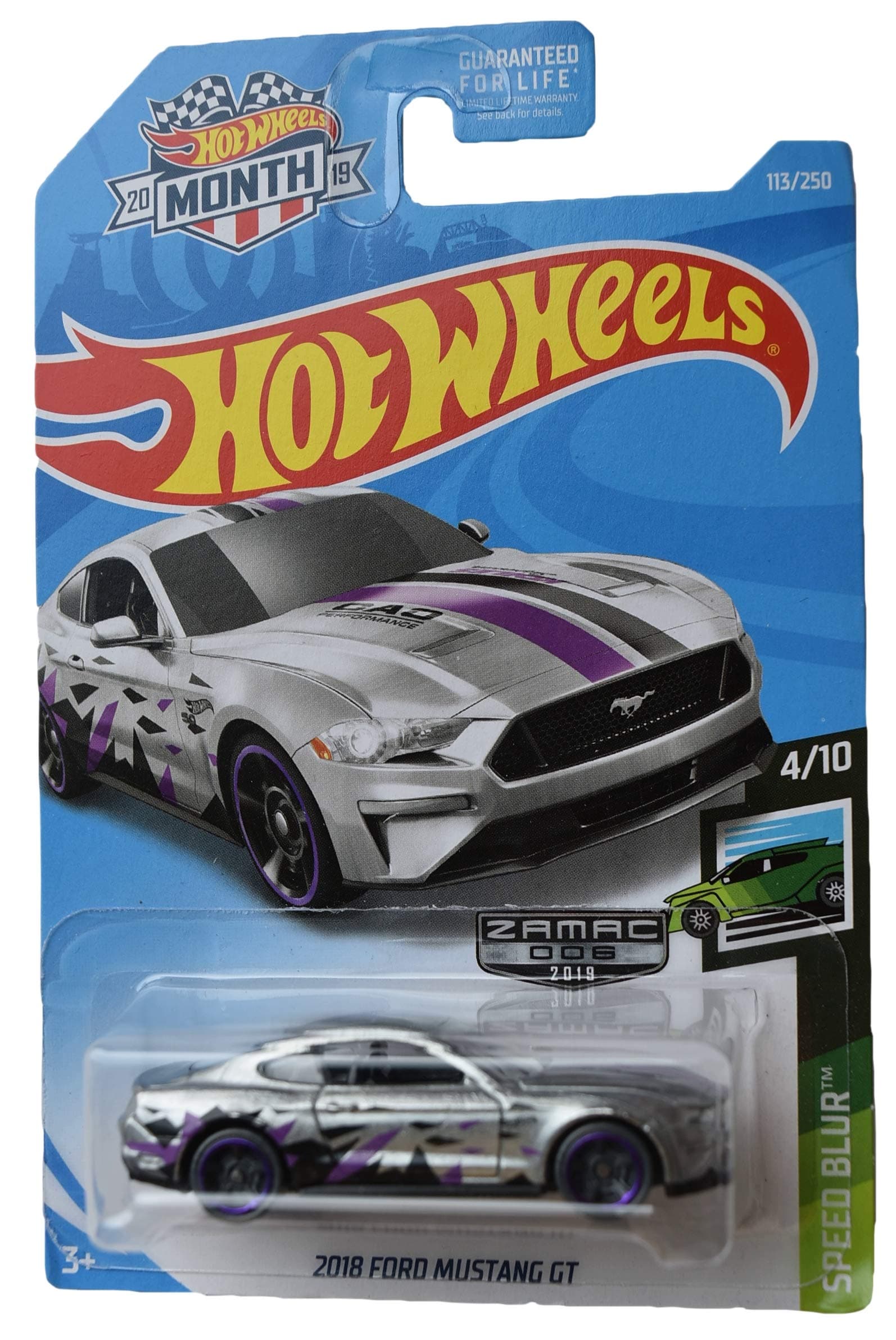 Speed Blue 4/10 Zamac 2018 Ford Mustang GT 113/250 [2019 Month Card], Silver