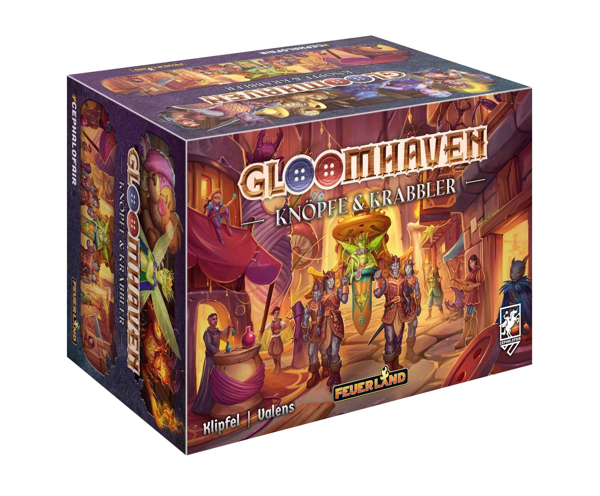 Feuerland Spiele Gloomhaven Buttons & Crawlers: Mini 1-Player Campaign, 6 Unique Characters, 22 Scenarios, German, 14+