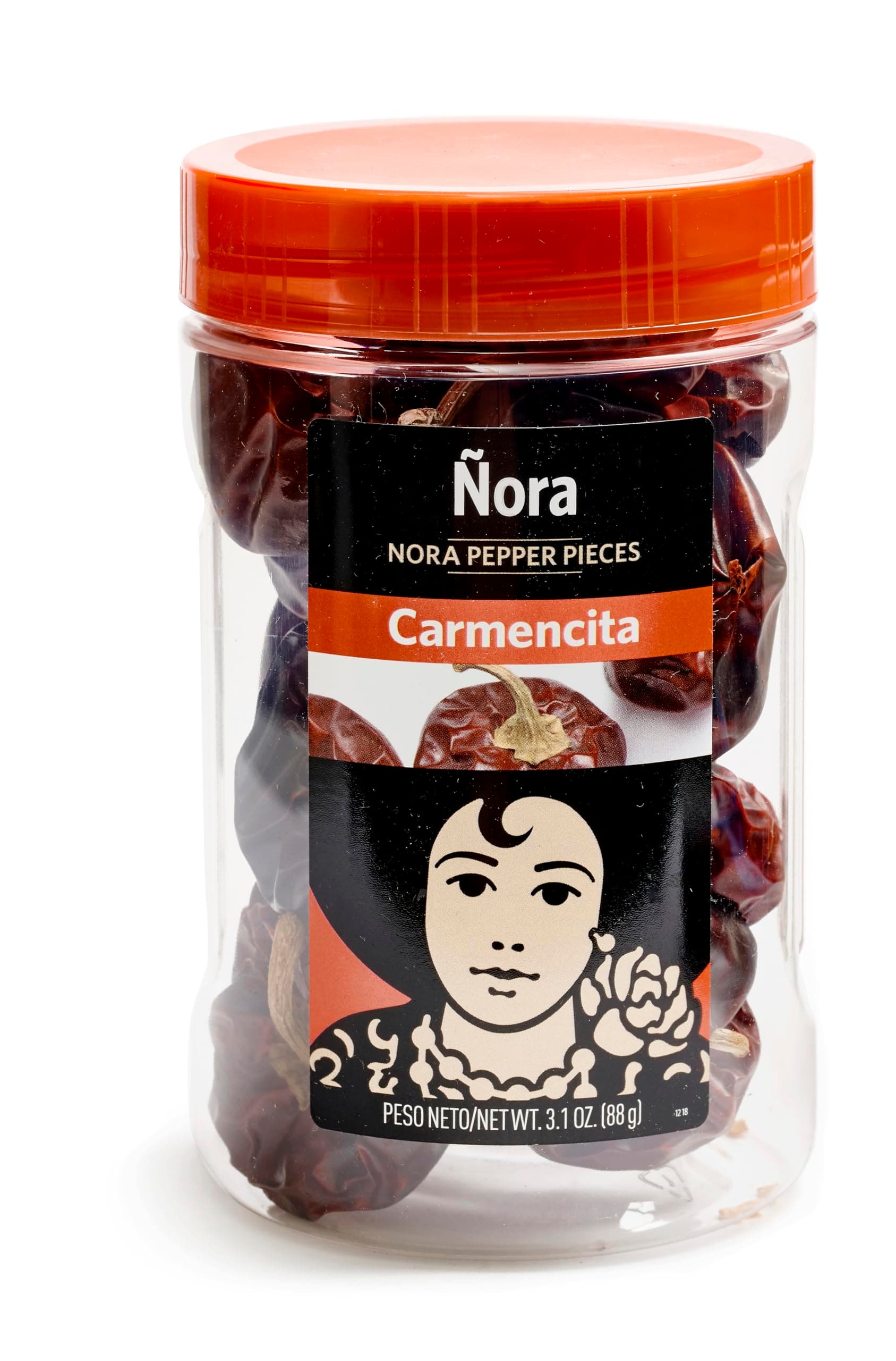 Carmencita. Dried Nora Peppers pieces. Whole Nora Peppers. 88g (3.1oz)