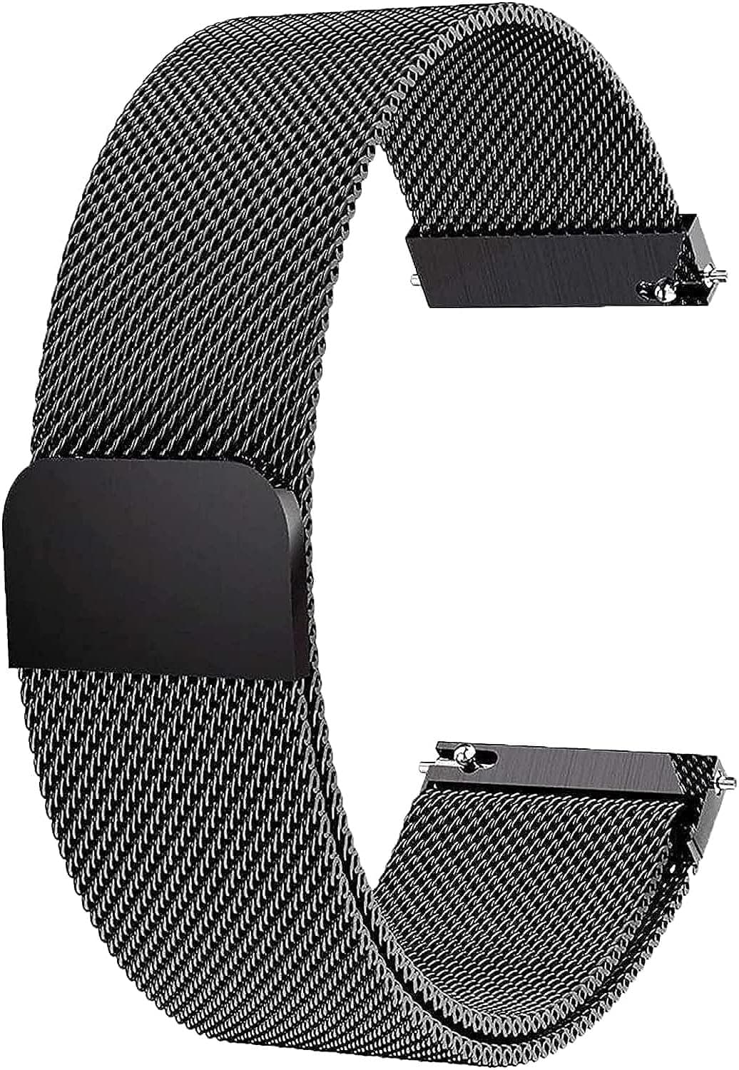 INEFABLE 19mm Stainless Steel Chain Watch Strap with Magnetic Buckle for Noise Colorfit Pro 2, Boat Storm Smart Watch and Watches with 19mm Lugs - Pack of 1 (Black)