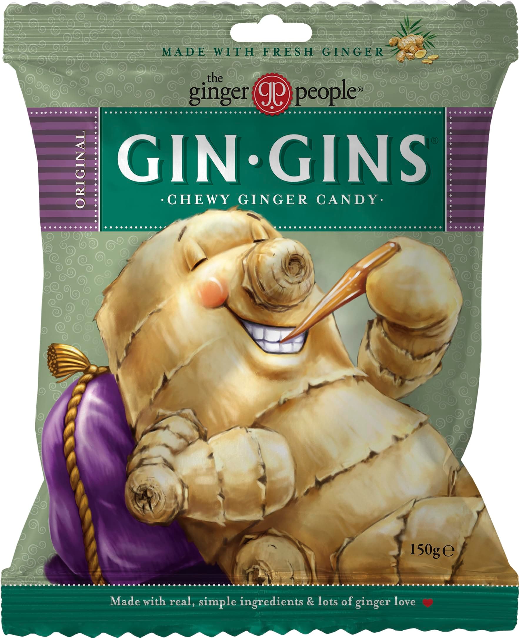The Ginger People The Ginger People Gin Gin Original Chewy Candy Bag 150 g, Pack of 1