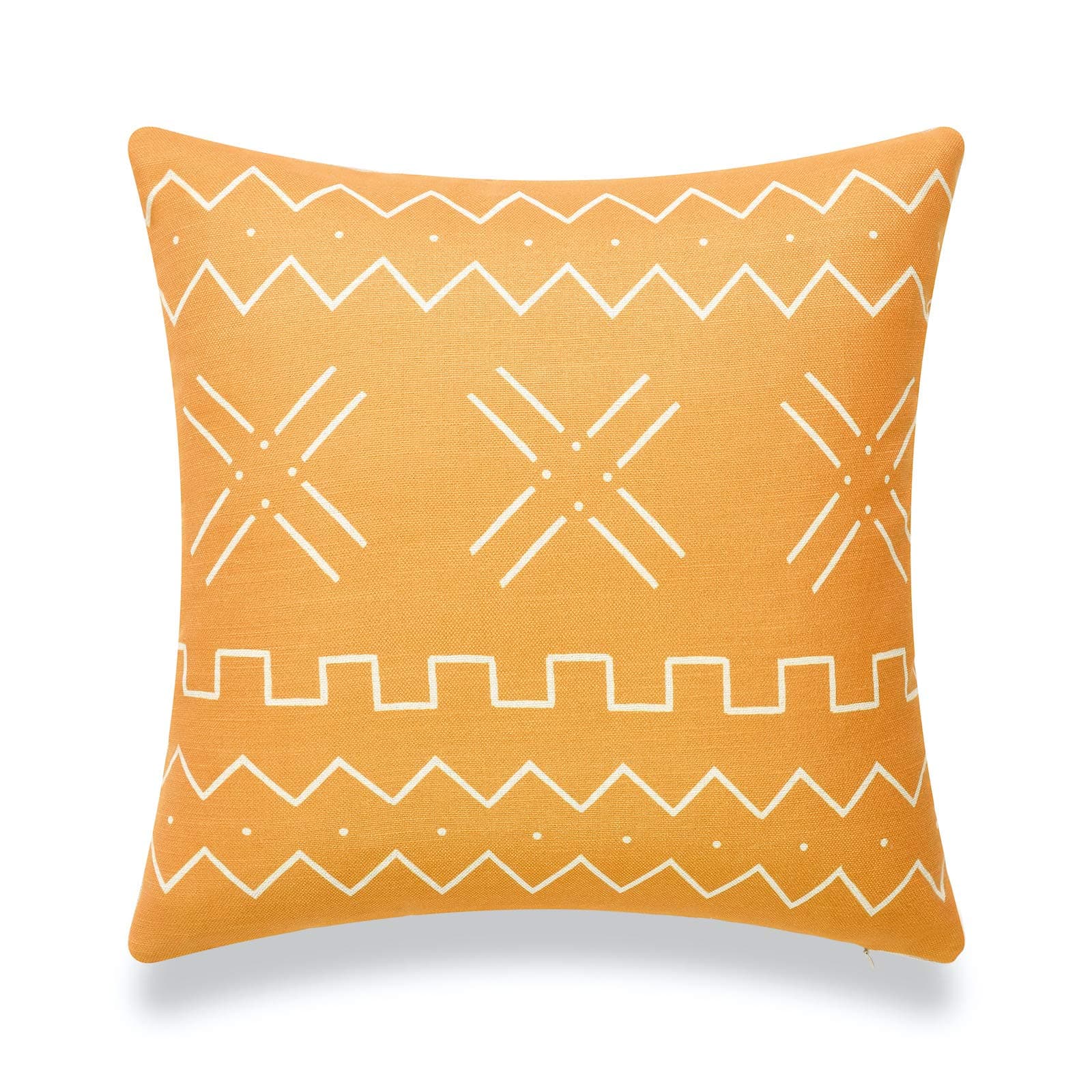 Hofdeco African Mudcloth Pillow Cover ONLY, Mustard Yellow X Stripes, 18"x18"