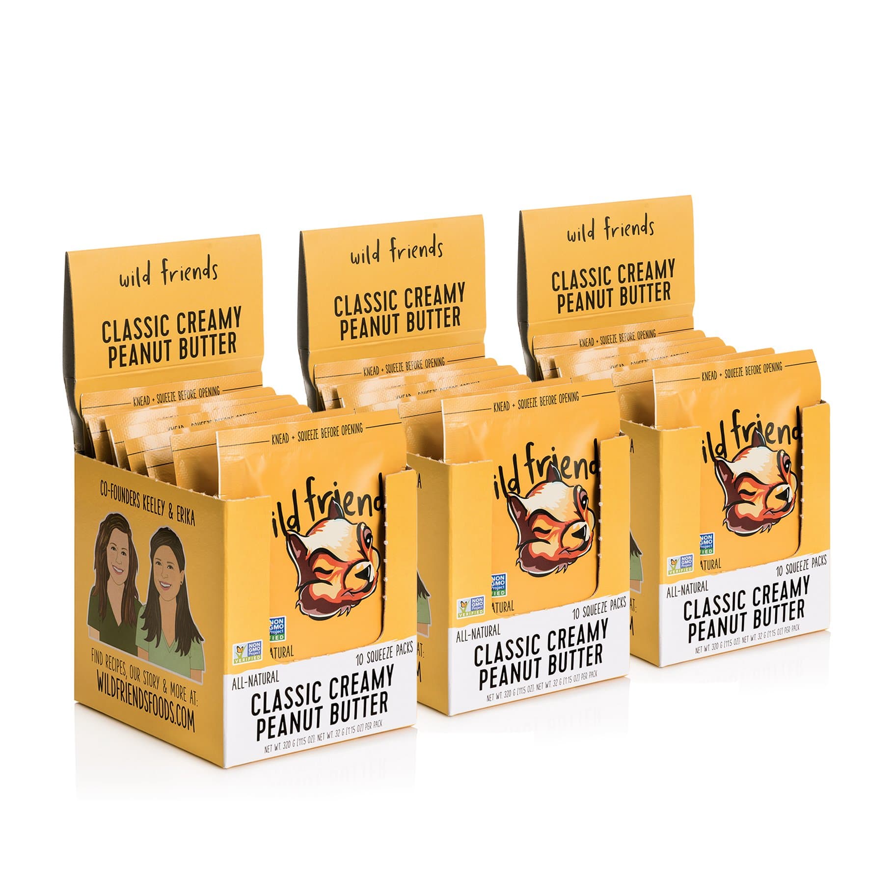 Wild Friends Foods Classic Creamy Peanut Butter, 1.15 Ounce Squeeze Packs, Gluten-Free, Non-GMO, Palm Oil Free, Vegan, 1.15 Ounce (Pack of 30)