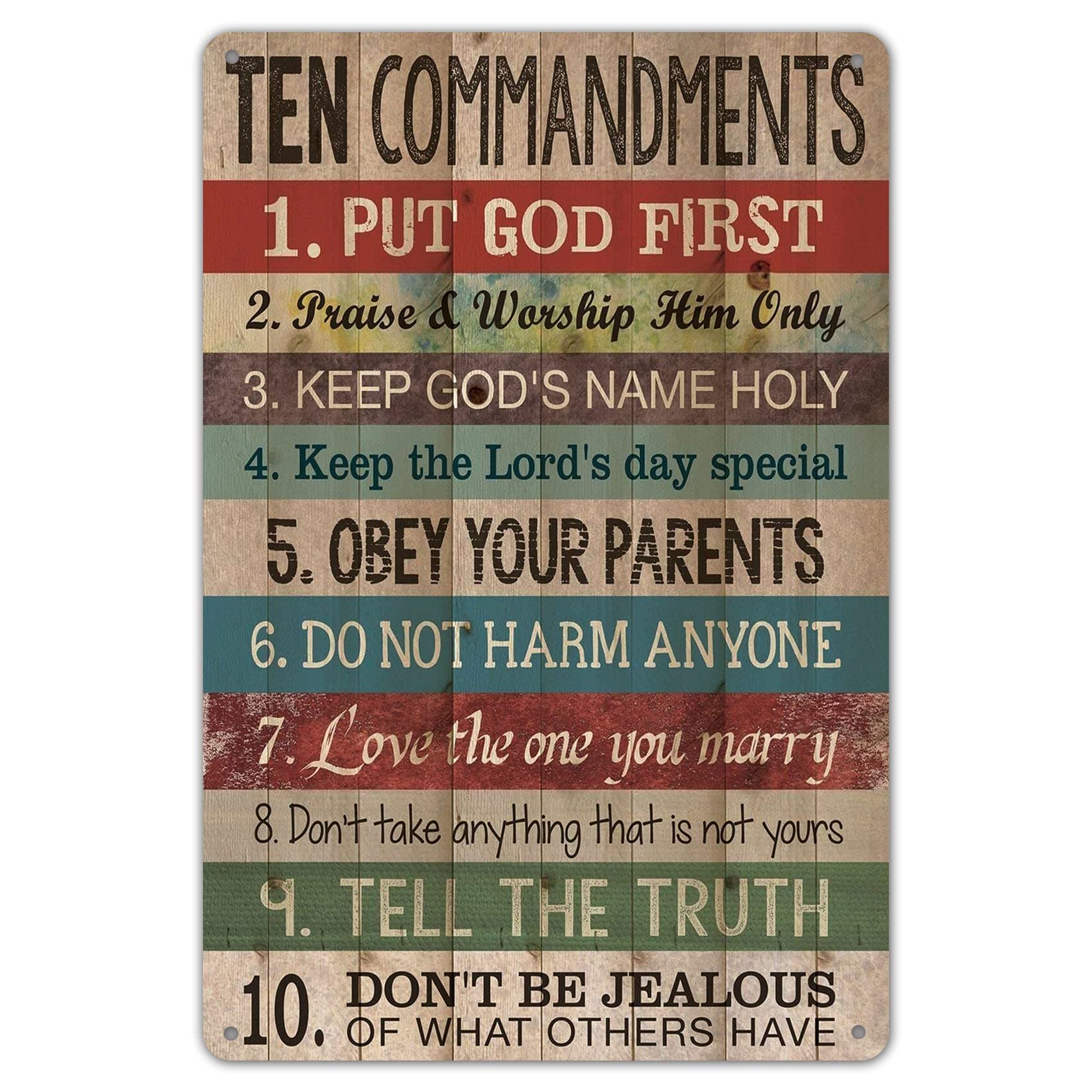 Anjoes 8 X 12 Novelty Funny Sign Ten Commandments Vintage Metal Tin Sign Wall Sign Plaque Poster for Home Bathroom and Cafe Bar Pub, Wall Deco
