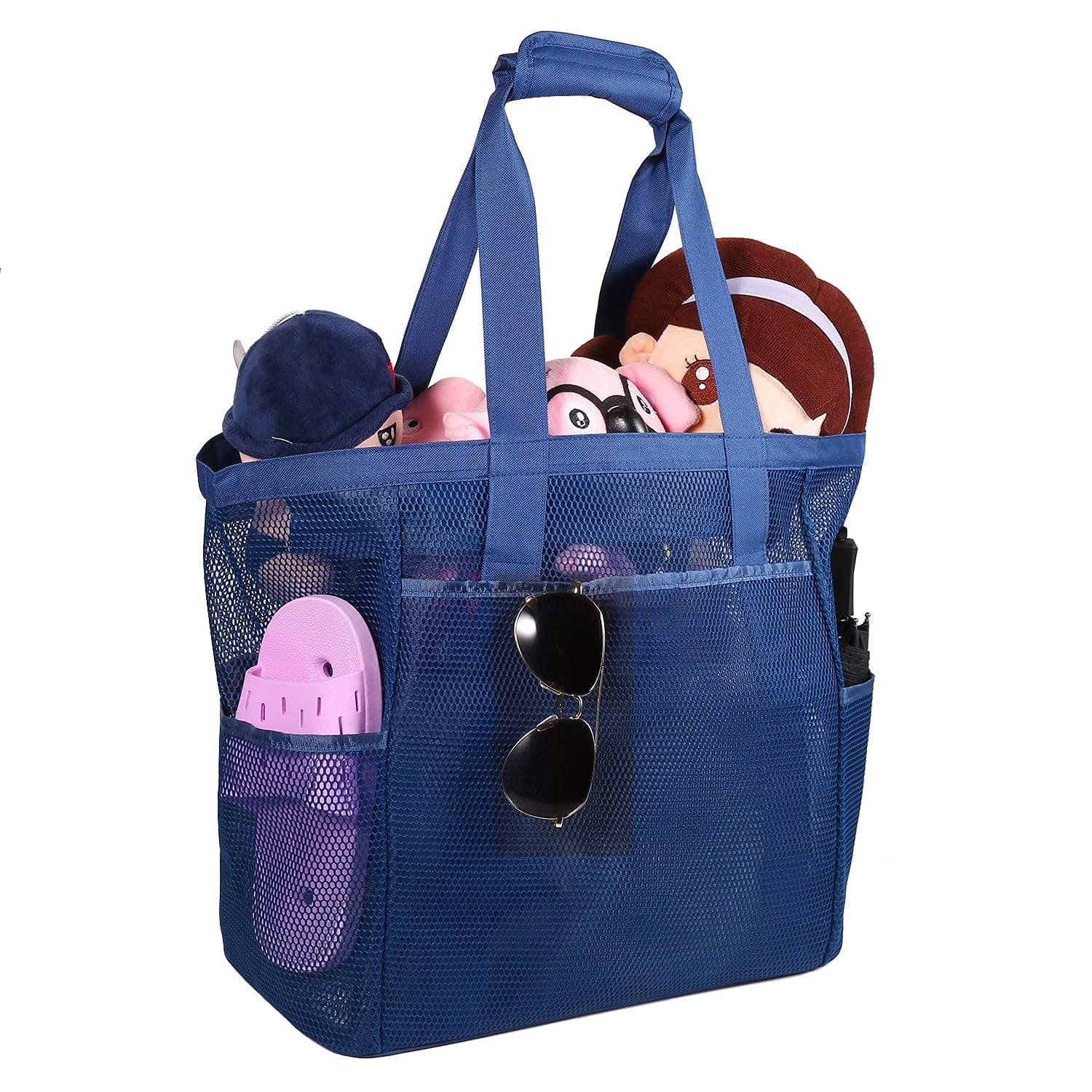 expouch Large Mesh Foldable Tote Bag Shopping Bag for Swimming Beach Bag Travel Bag W/Pockets and Zipper