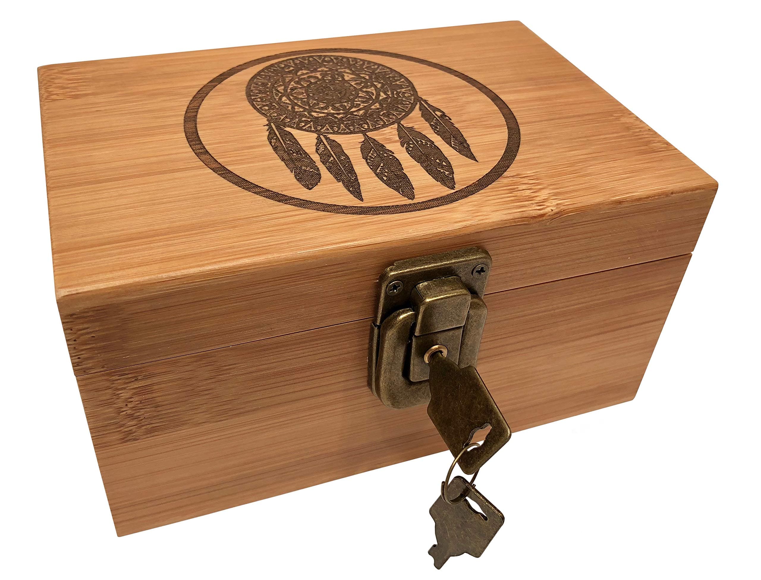Dreamcatcher Stash Box Stash Boxes - Wooden Stash Boxes Medium Size for Jewelry Accessories Treasures and More! (Dreamcatcher)