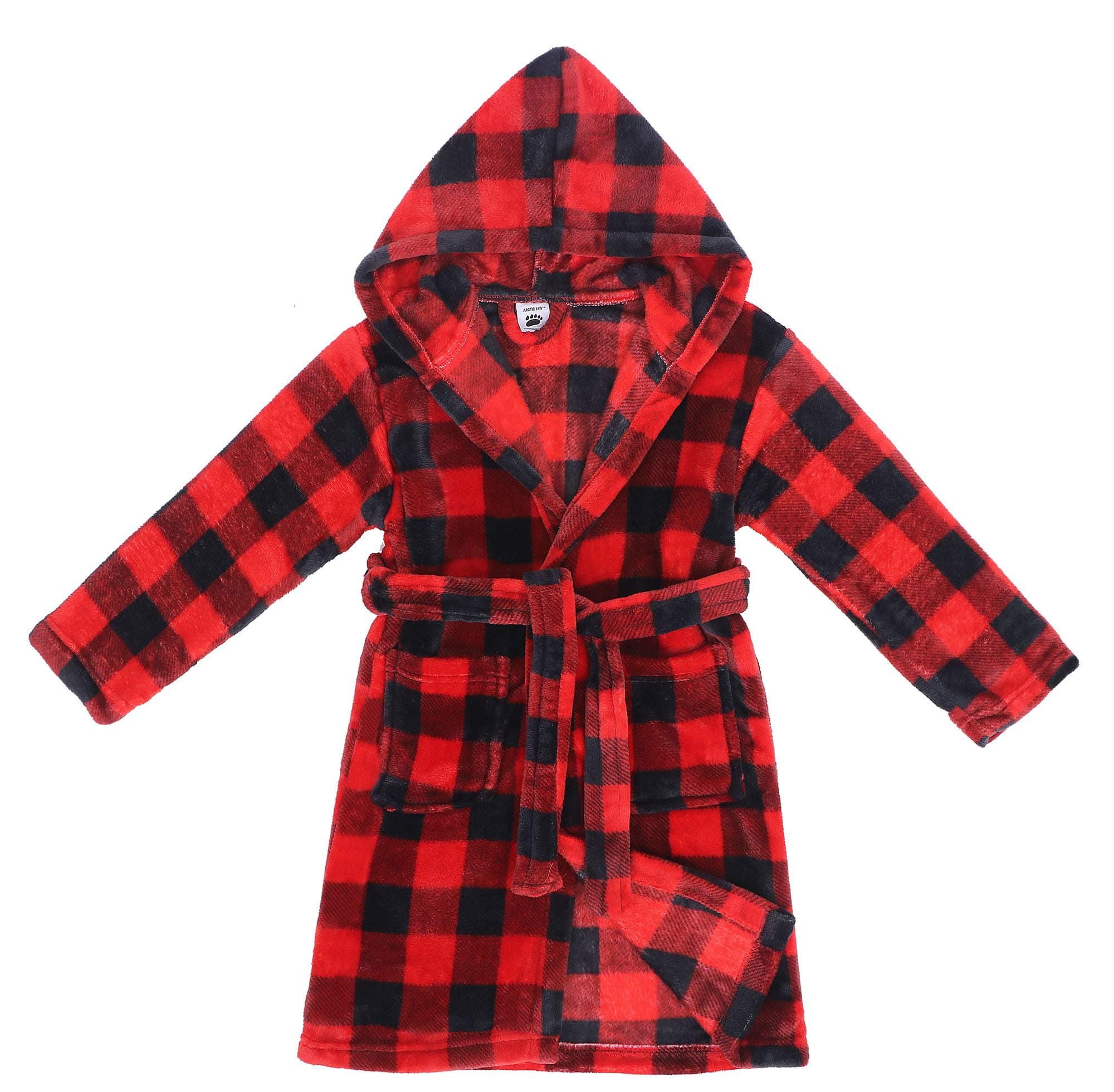 Boys Girls' Plush Soft Fleece Printed Hooded Bathrobe Robe