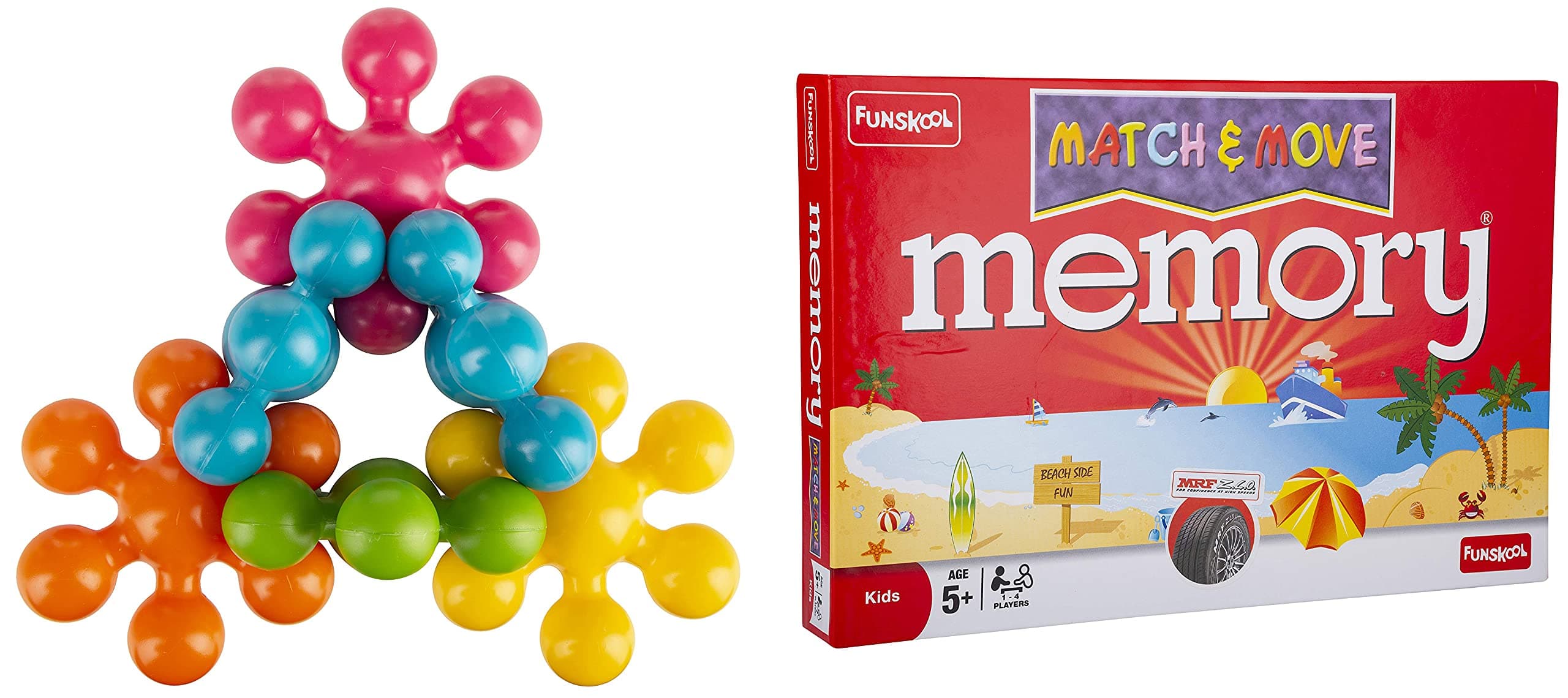 Funskool Memory Match and Move, Multicolor&Funskool Star Links, Multicoloured Interlocking Blocks for Kids, 6 Months & Above