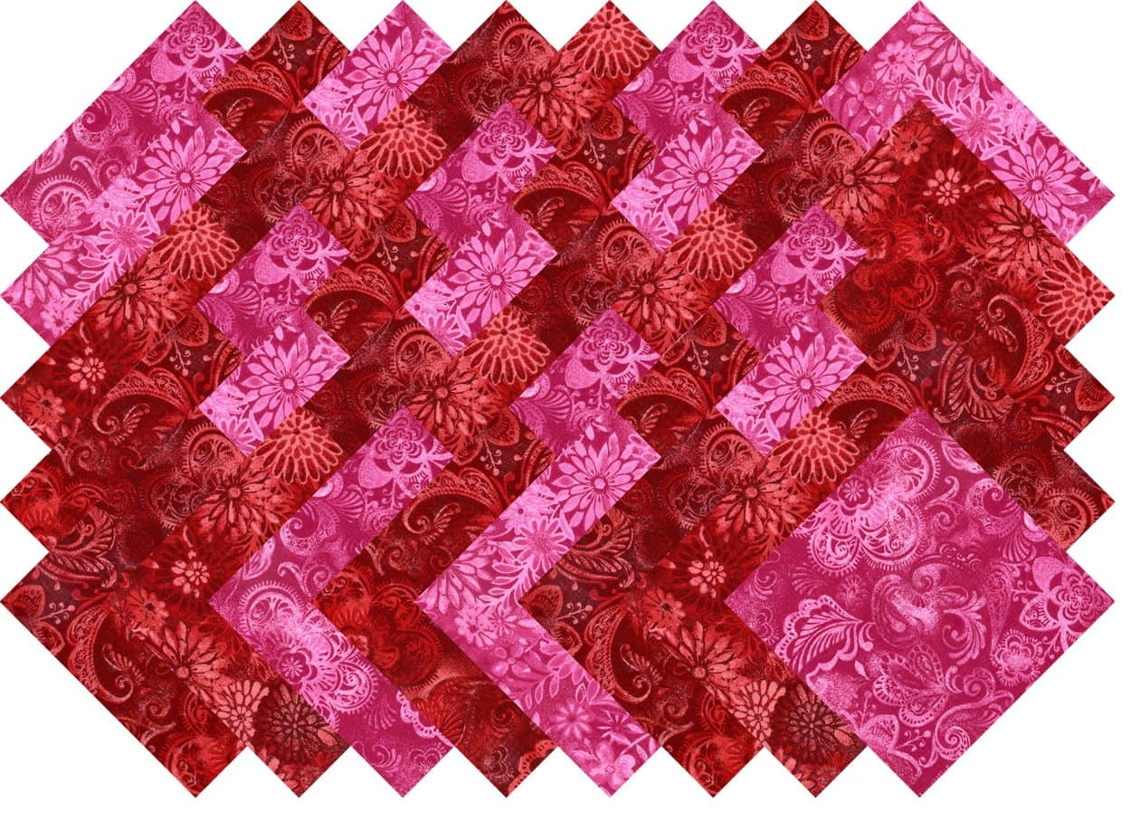 Red Printed Batik Collection 40 Precut 5-inch Quilting Fabric Squares Charm Pack