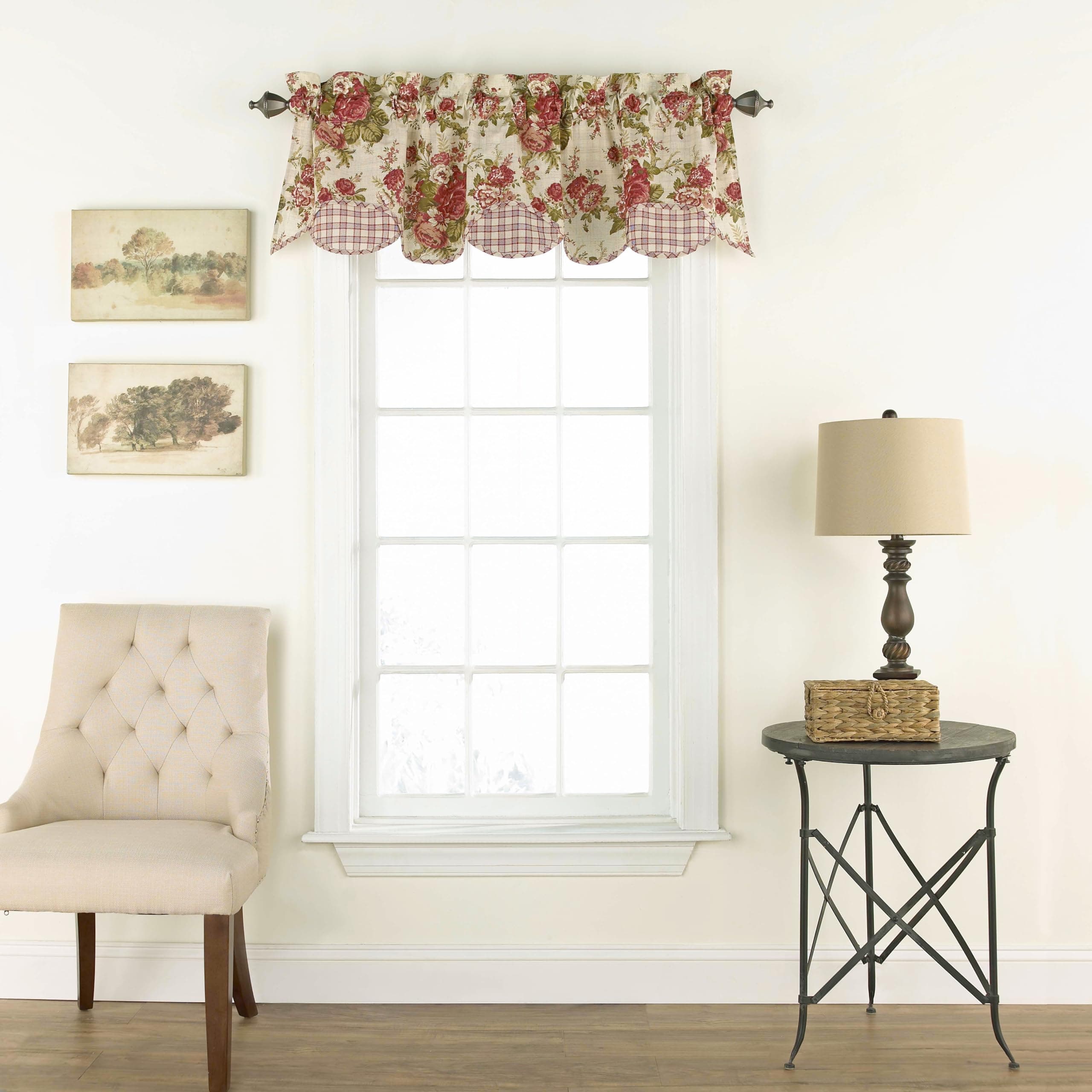 Waverly Norfolk Valances for Windows Rod Pocket Curtains for Kitchen and Living Room, 60" x 16", Tea Stain