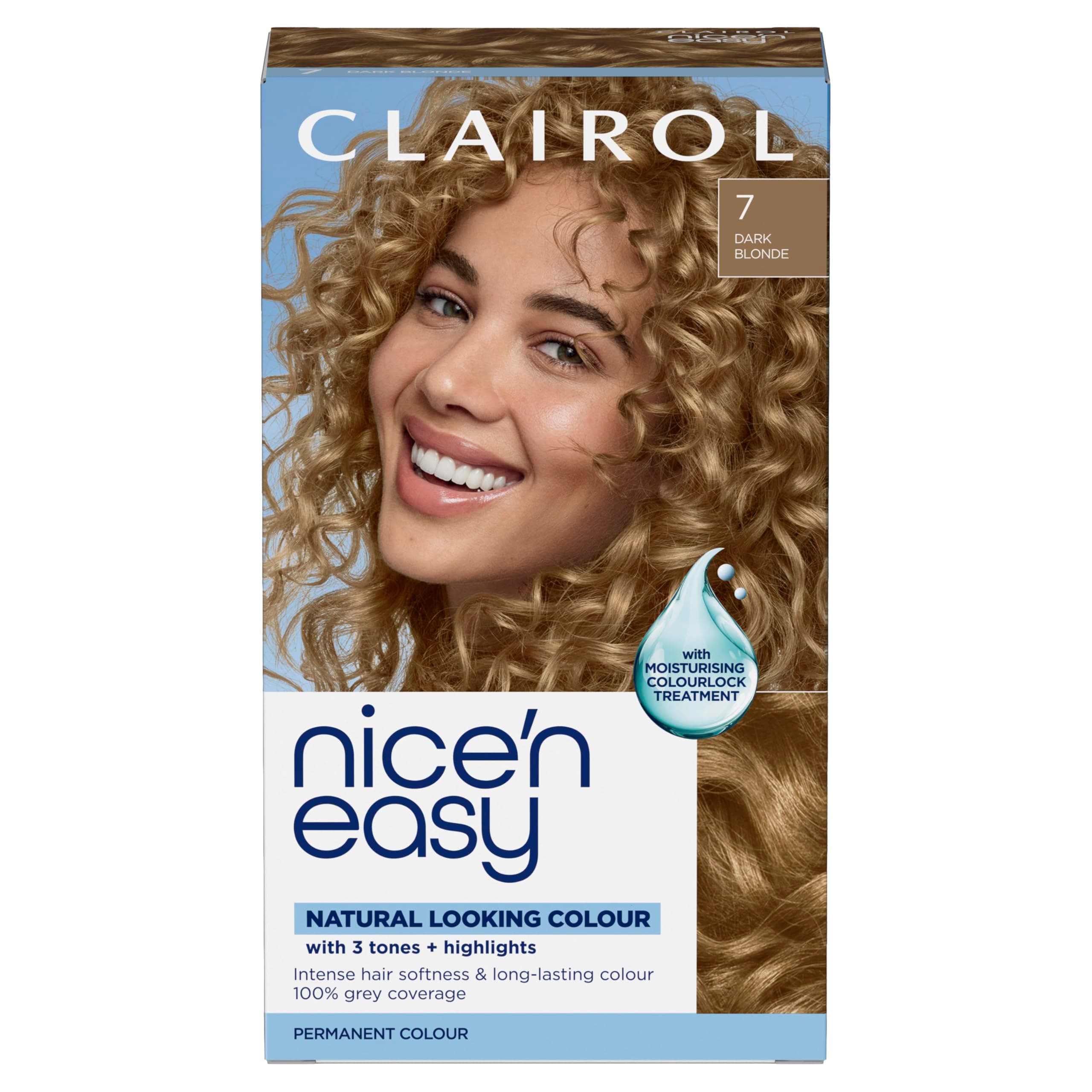 – Nice'n Easy Crème, Natural Looking Oil Infused Permanent Hair Dye, 7 Dark Blonde