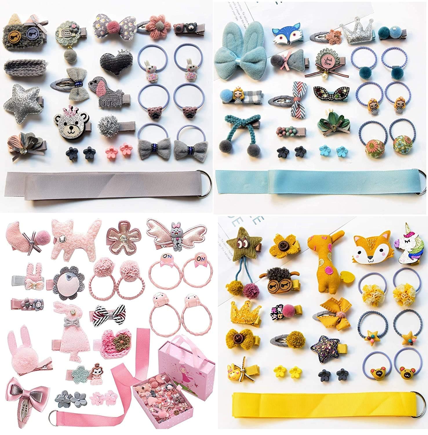 DEEP ENTERPRISEBaby Girls Hair Clips, Bows Barrettes Grosgrain Ribbon Elastic Clip Hair Accessories for Toddlers Gifts Box (36 HAIR) Multi Colors Pack Of 1