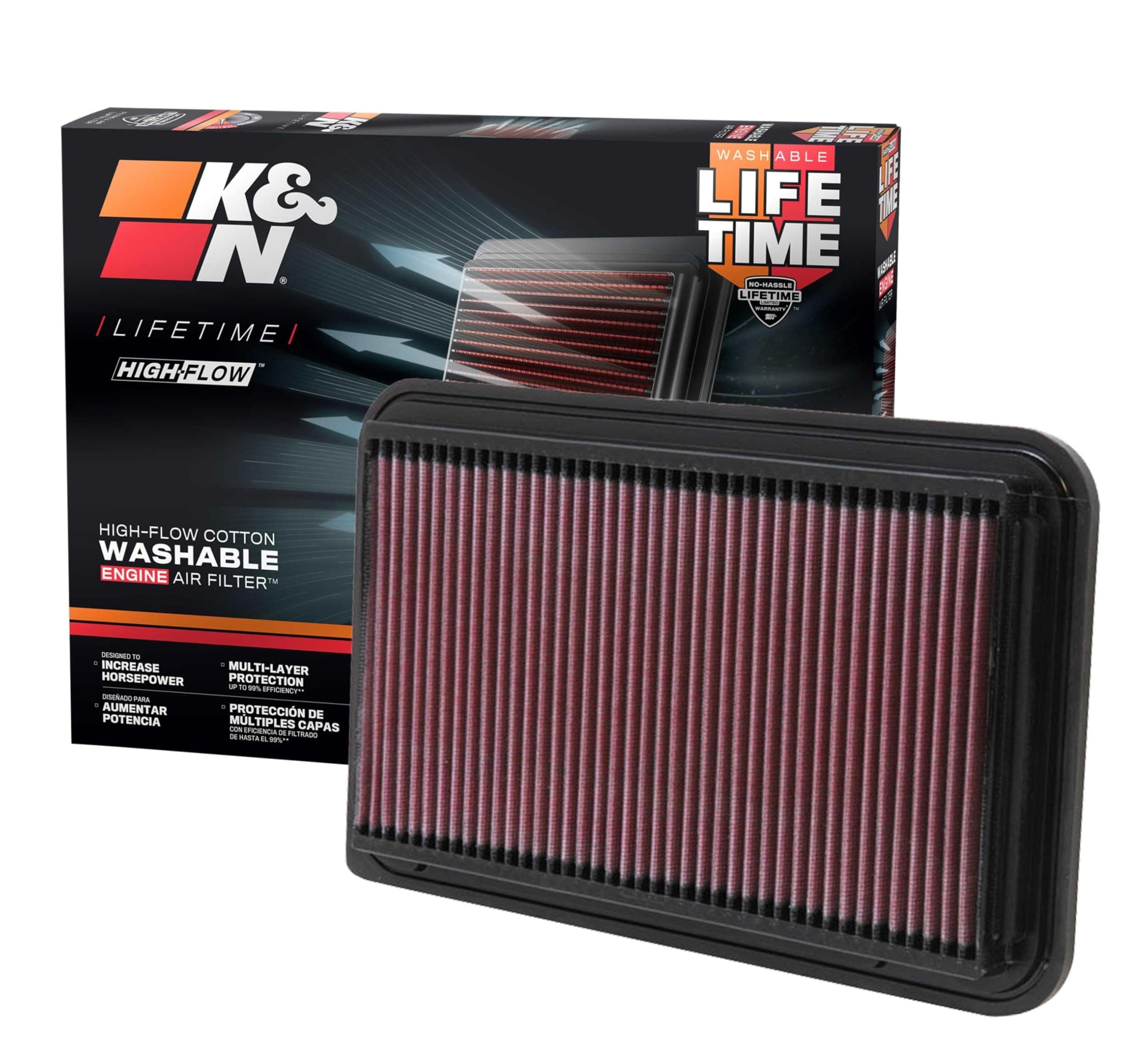 K&N Engine Air Filter: High Performance, Premium Washable Replacement Filter: Compatible With 2001-2014 Toyota/Lexus (Kluger, Highlander, Camry, Sienna, Alphard, Solara, Wisdom, Es300, Rx 300) 33-2260