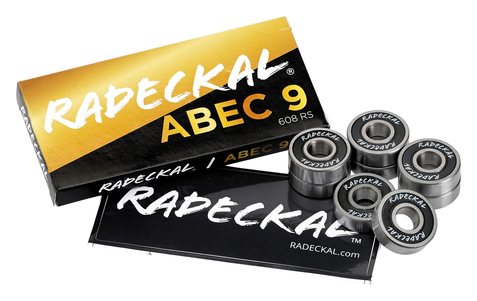 Black ABEC 9 Skateboard Bearings, Skateboards, Longboards, Cruisers, Inline Skates, Roller Skates, Pre-Lubricated, High Precision Rating, Long Lasting (1 Set of 8)…
