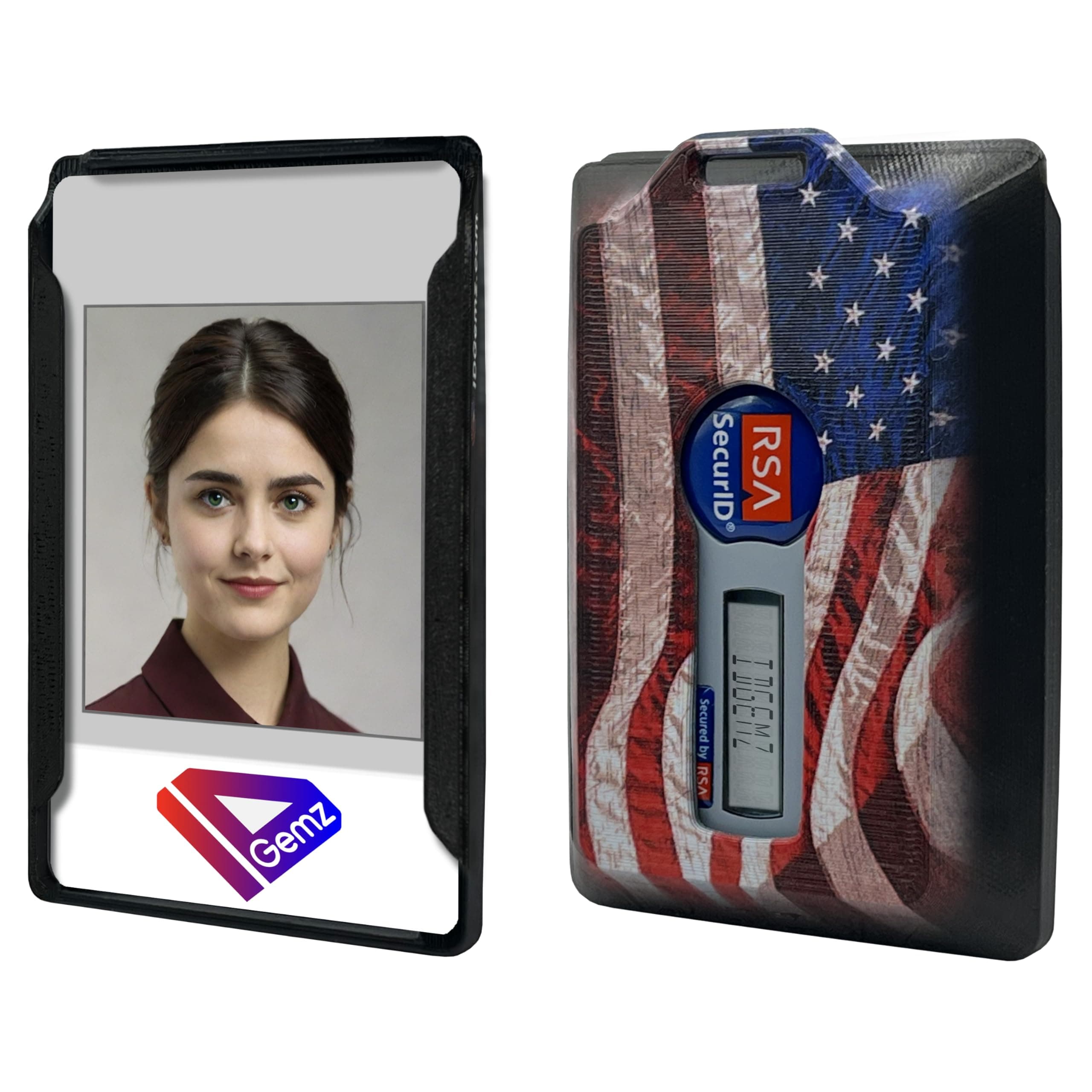 American Flag Badge Holder for RSA SecurID Token - Holds up to 3 Badges (Holds 1 Token)