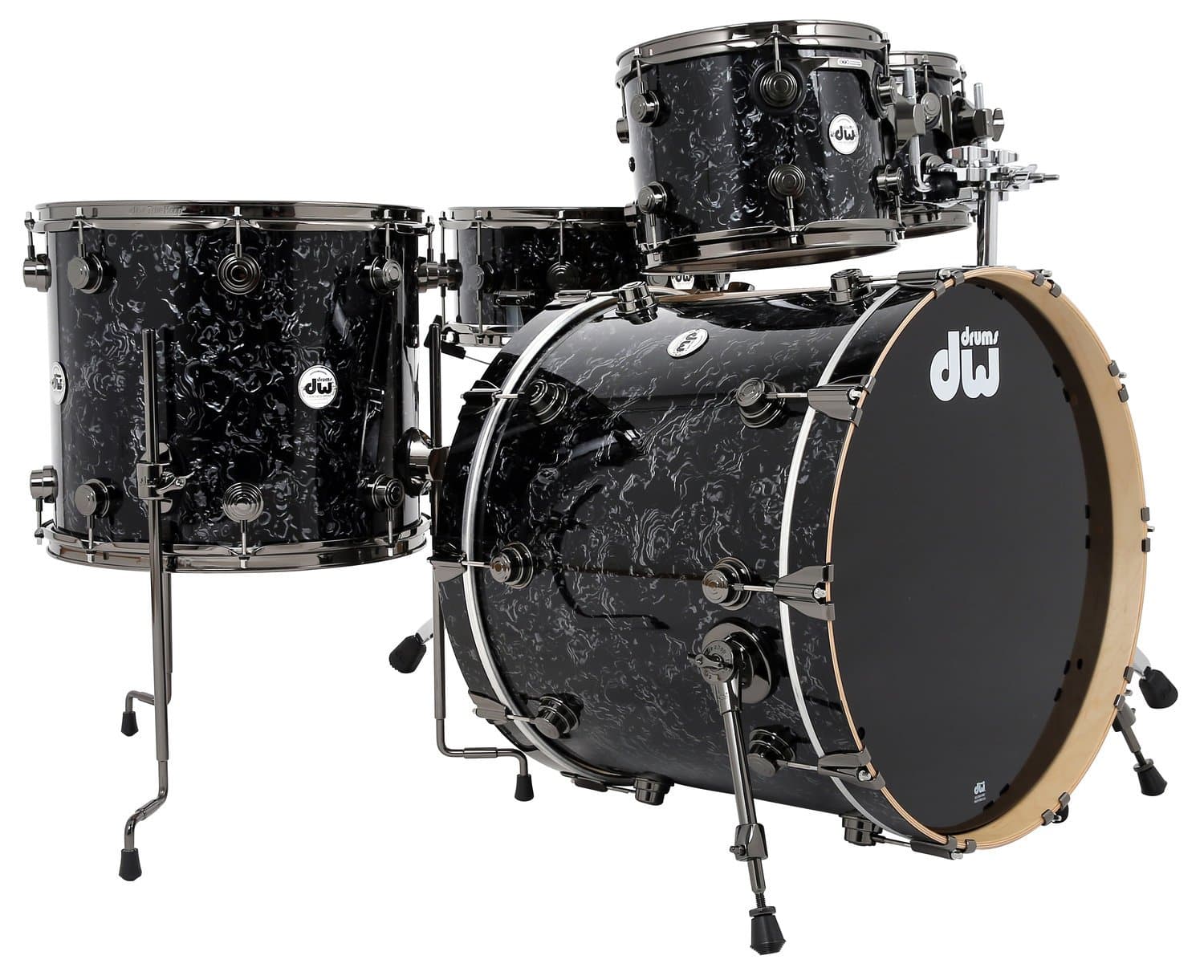 DW Collectors Maple Drum Kit Black Velvet, Black Nickel