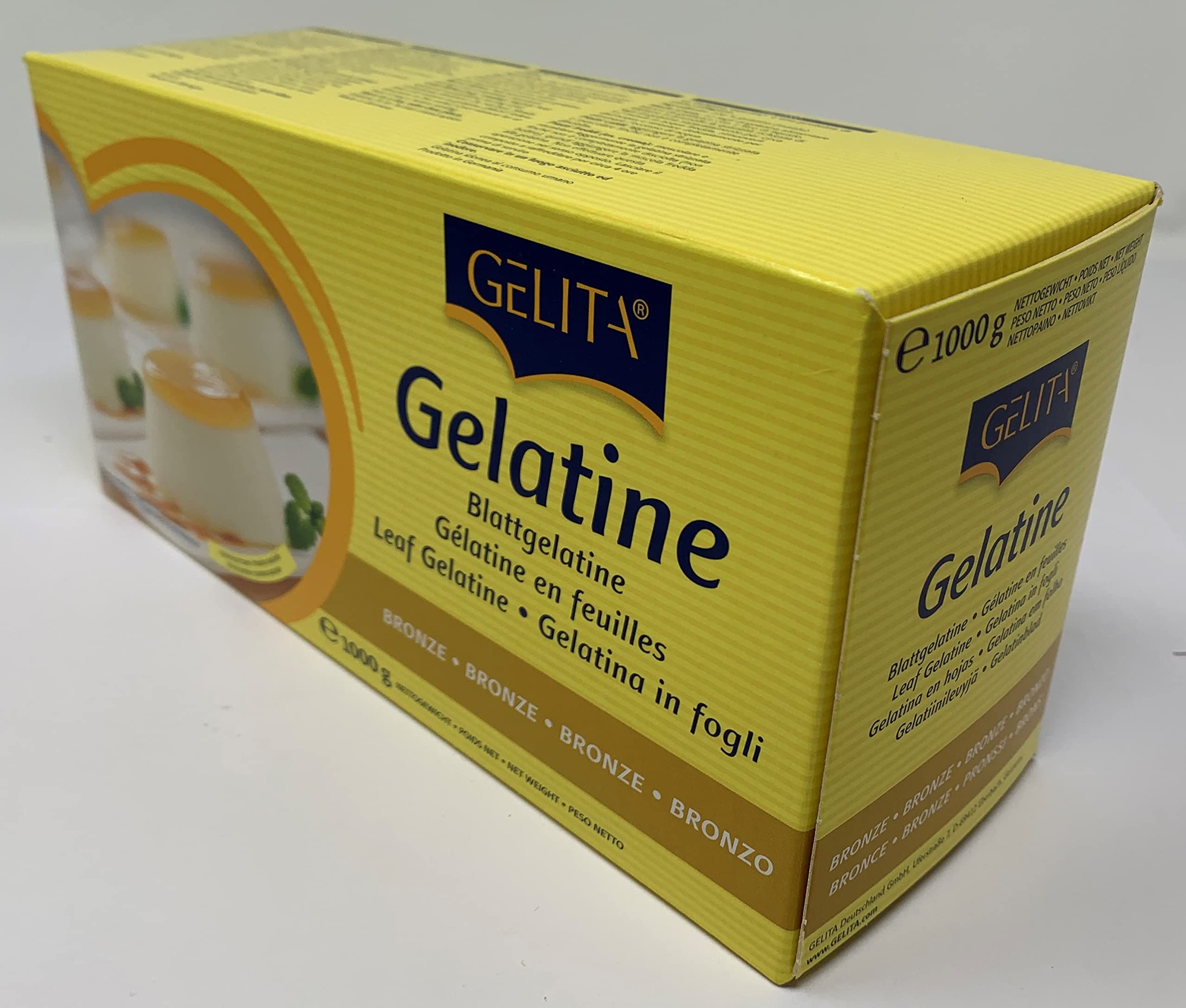 Gelita | Bronze leaf gelatine | 300 leaves | Allergen free | ideal for thickening or jellification | Pure collagen protein | 1kg