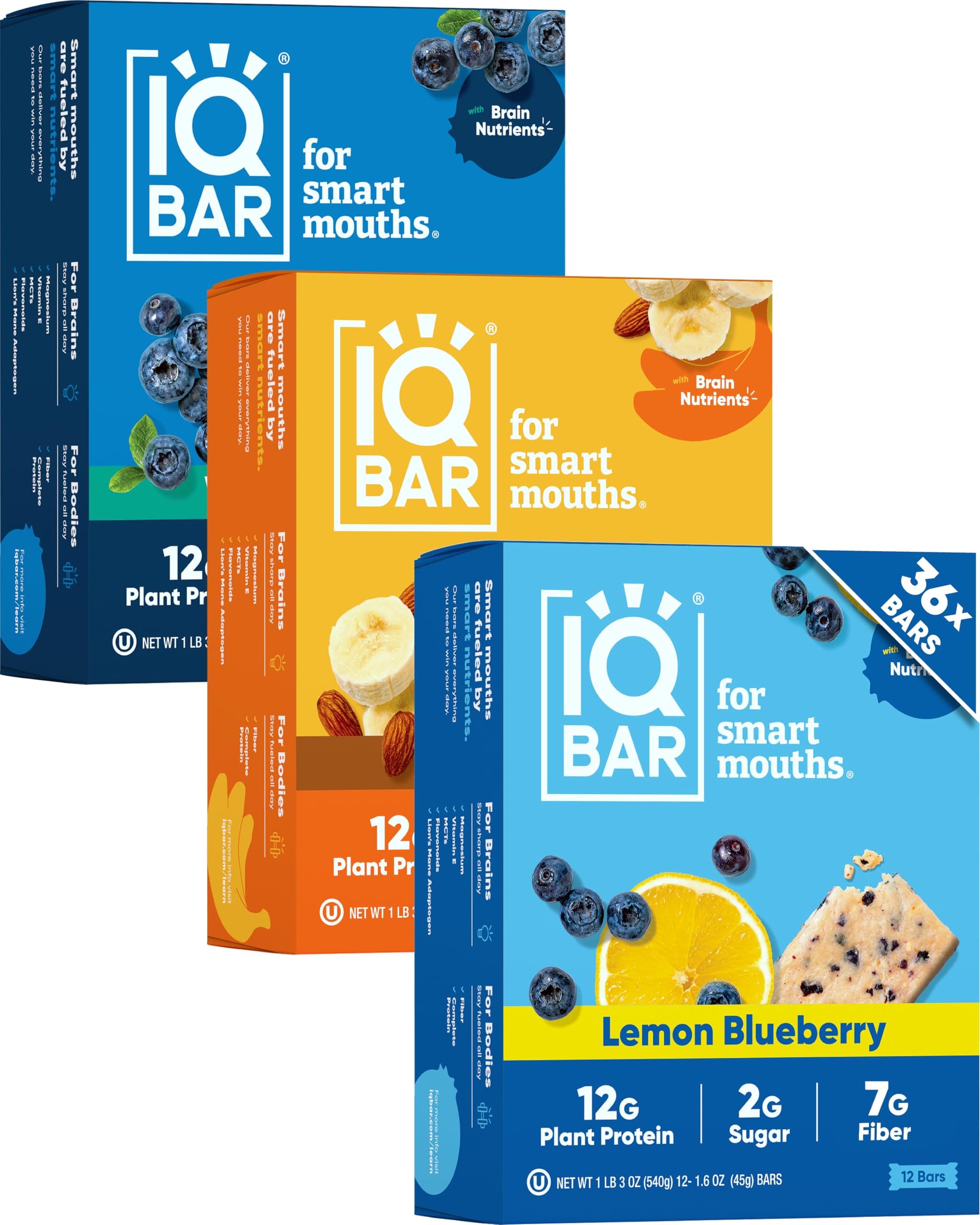 IQBAR Clean Plant Protein Bars - Fruit Lovers Variety Pack - 36 Count - Keto, Vegan, High Fiber, Gluten and Dairy Free, Low Sugar Snack - Brain and Body Nutrients for Focus, Energy, Meal Replacement