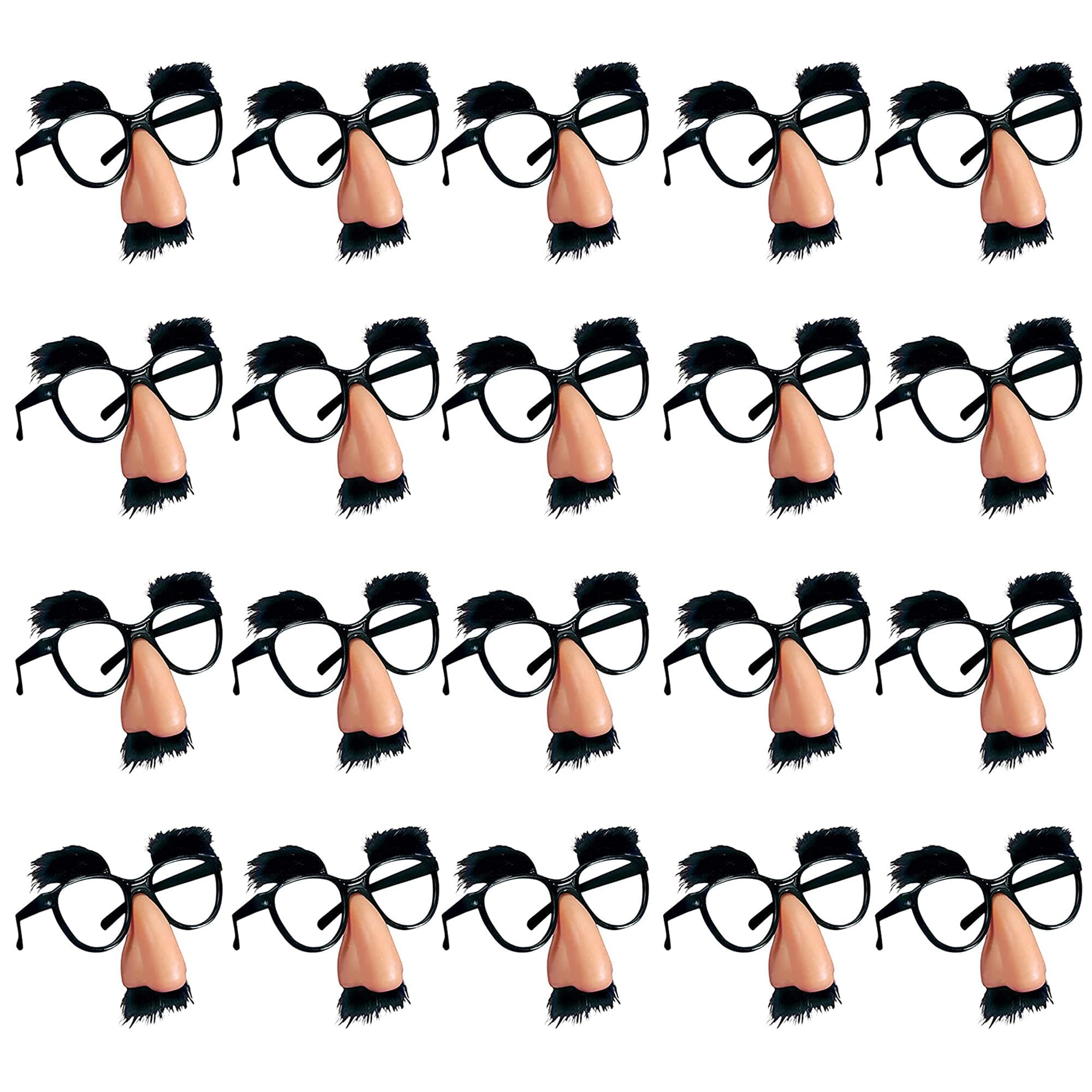 20 PCS Disguise Glasses with Funny Nose Funny Glasses with Eyebrows and Mustache Perfect Party Favors for Costume Halloween and Birthday Parties