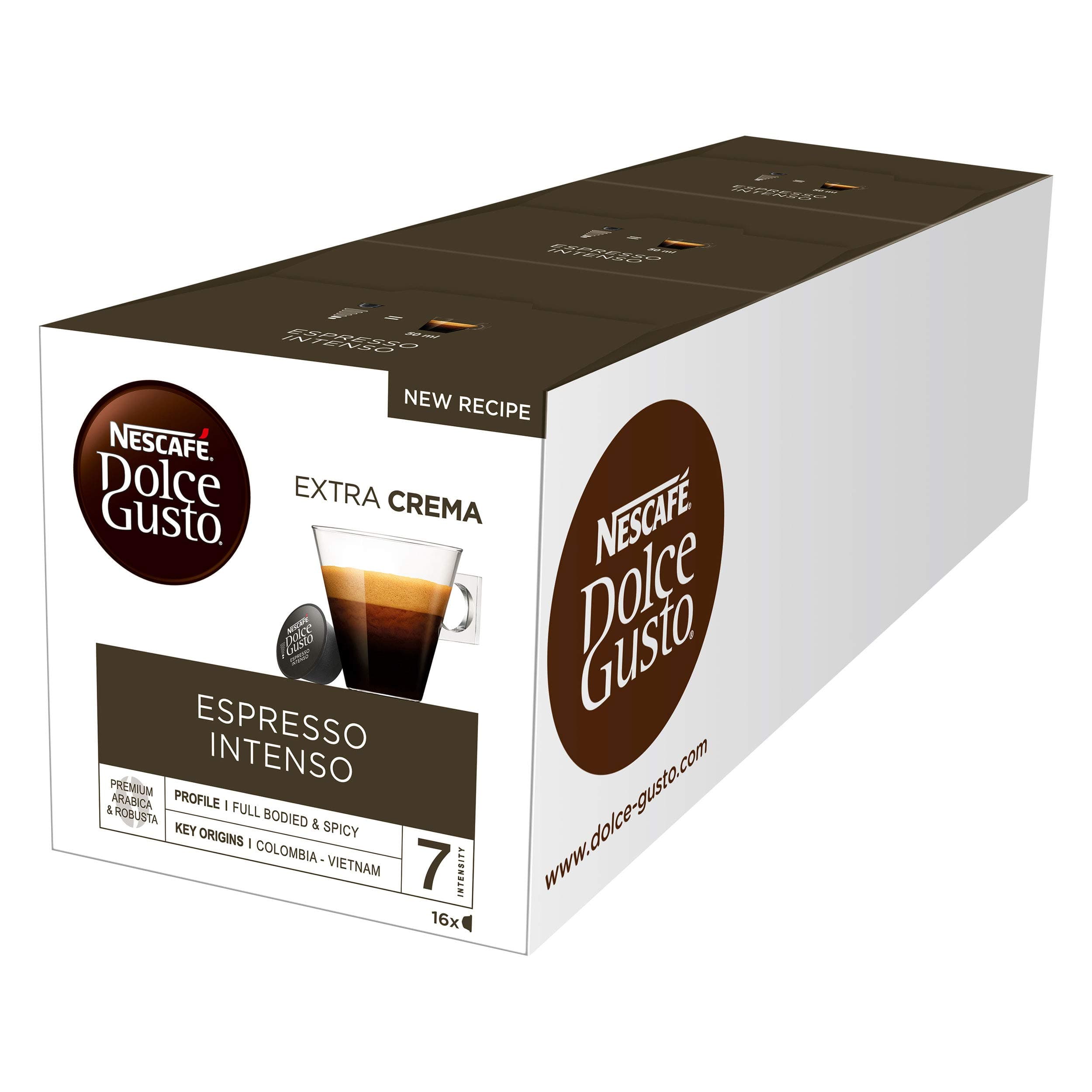 Dolce Gusto Espresso Intenso Coffee Pods, 16 capsules (48 Servings, Pack of 3, Total 48 Capsules)