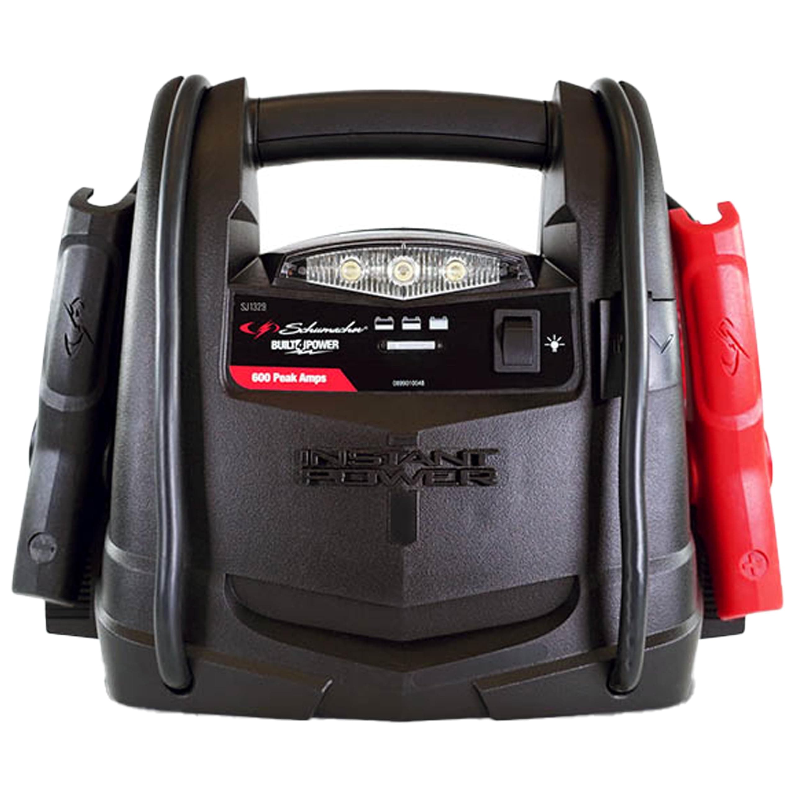 Schumacher SJ1329 600 Amp 12V Rechargeable AGM Jump Starter Starts 6.0L - Gas 3.0L - Diesel vehicles 12V DC Power for Charging Phones/Tablets